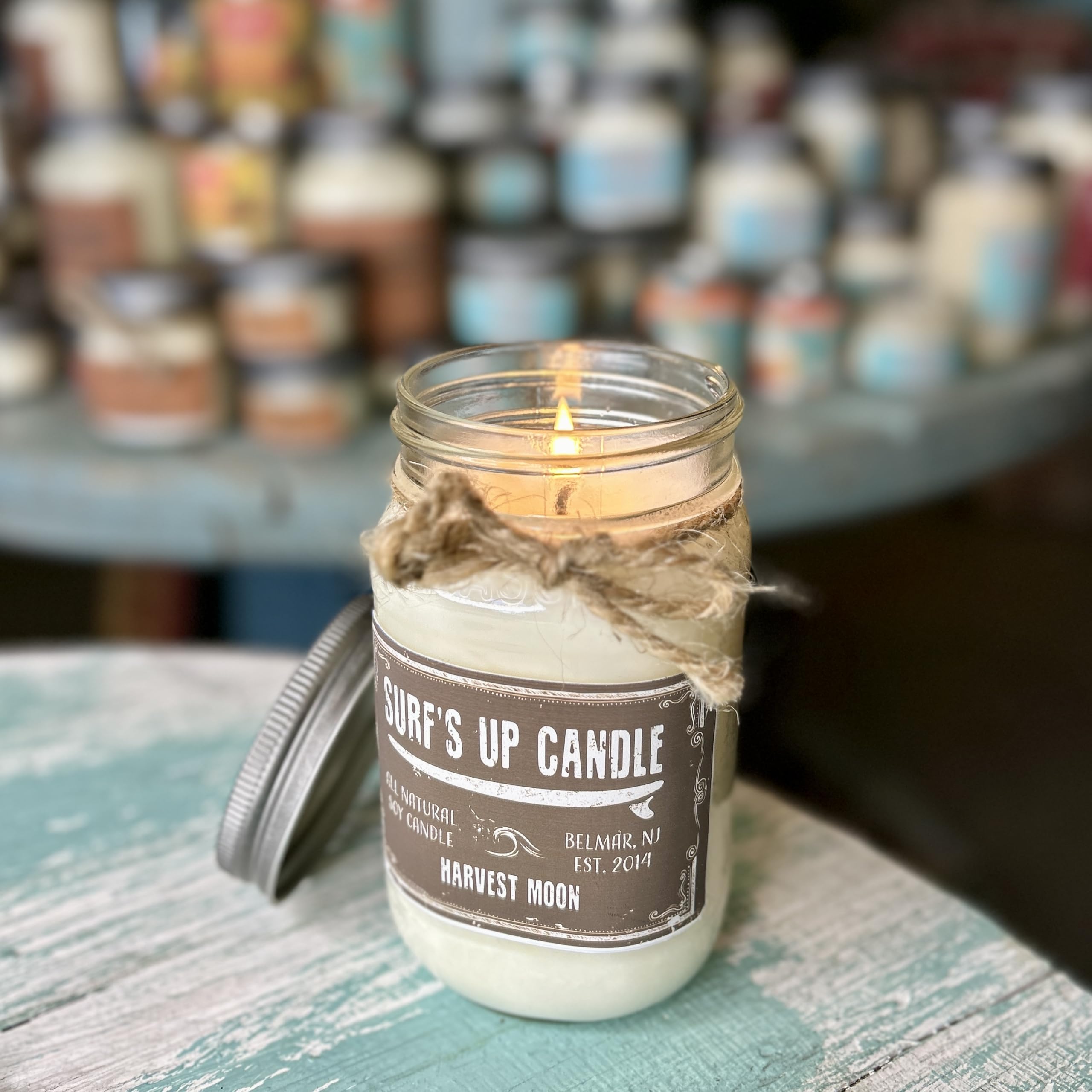 16oz Harvest Moon Scented Soy Wax Candle in Reusable Mason Jar - 80 Hours Burn Time, Autumn Fragrance for Home Decor, Gifts & Relaxation - Perfect for Fall Evenings, Cozy Home Ambiance & Thoughtful Presents