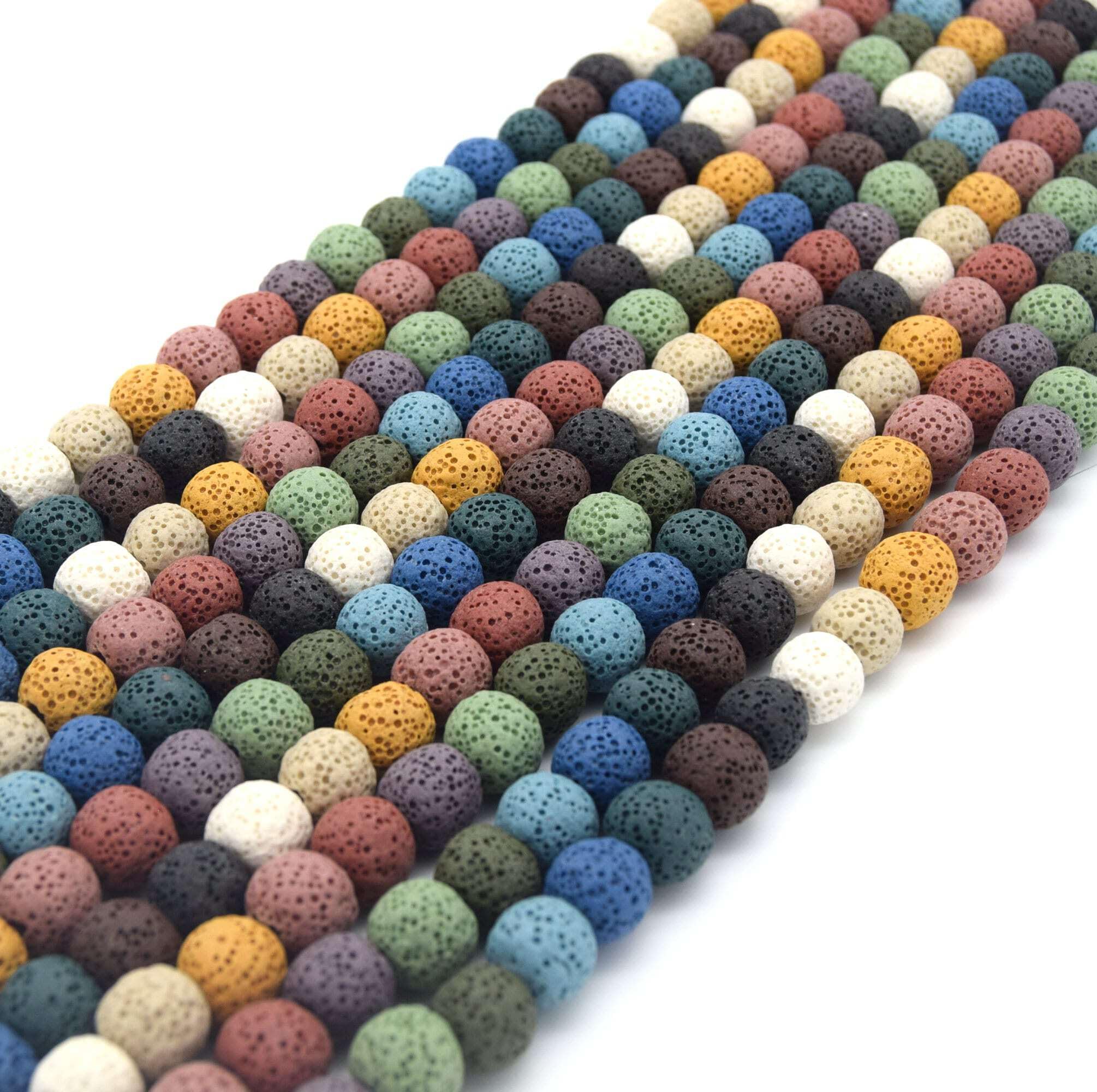 Lava Beads - 6mm Rainbow Multicolor Round Diffuser Beads for Aromatherapy, Jewelry Making & Essential Oil Blending | Perfect for DIY Bracelets, Necklaces & Home Fragrance