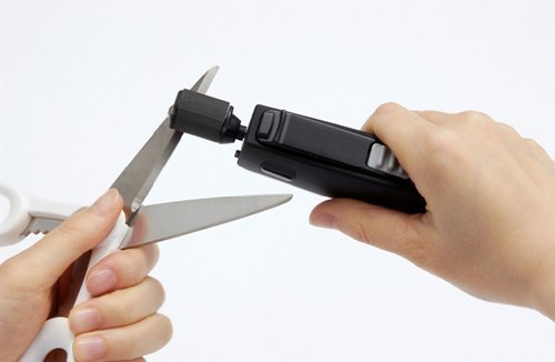 Kyocera SS-30 Premium Electric Knife Sharpener - Stainless Steel, Titanium & Steel Blade Sharpening - Includes Ceramic Whetstone & Guide - Perfect for Kitchen Cutlery, Scissors, Gardening Tools & Sickles - Powered by 2 AA Batteries (Not Included) - Ideal for Home Chefs, Gardeners & DIY Enthusiasts