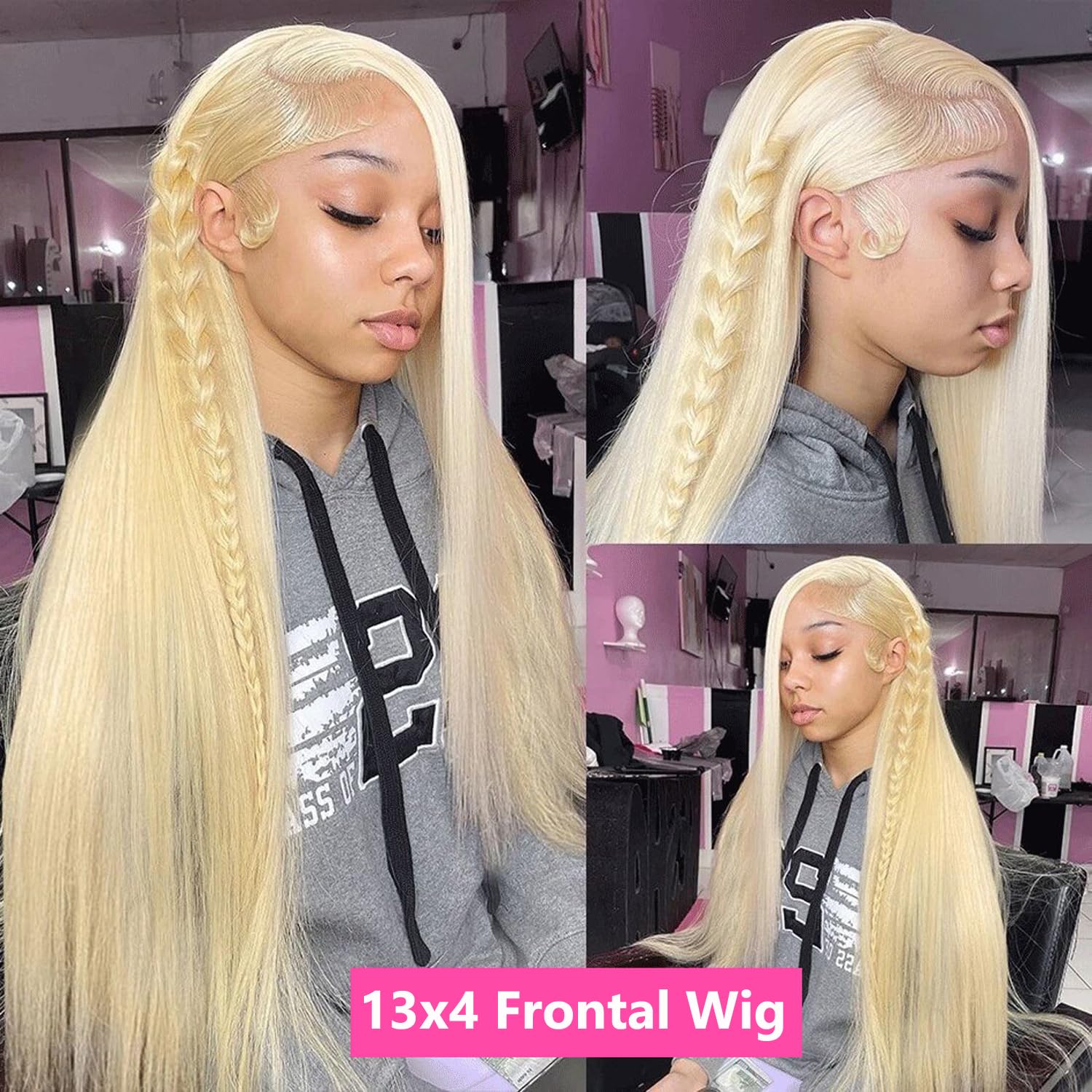 613 Lace Front Human Hair Wig - 22 Inch Straight Blonde Lace Wig with 180% Density & 13x4 HD Transparent Lace - Pre Plucked with Baby Hair - Perfect for Daily Wear, Cosplay, and Special Occasions