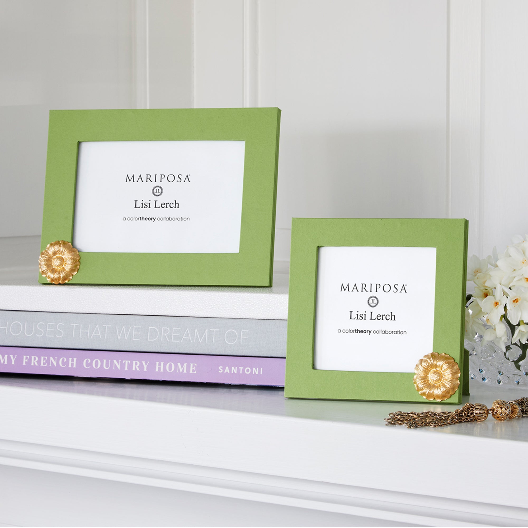 Flower Meadow Green 4x4 Frame - Rustic Wooden Picture Frame for Wall Decor, Perfect for Home, Office, and Wedding Photos