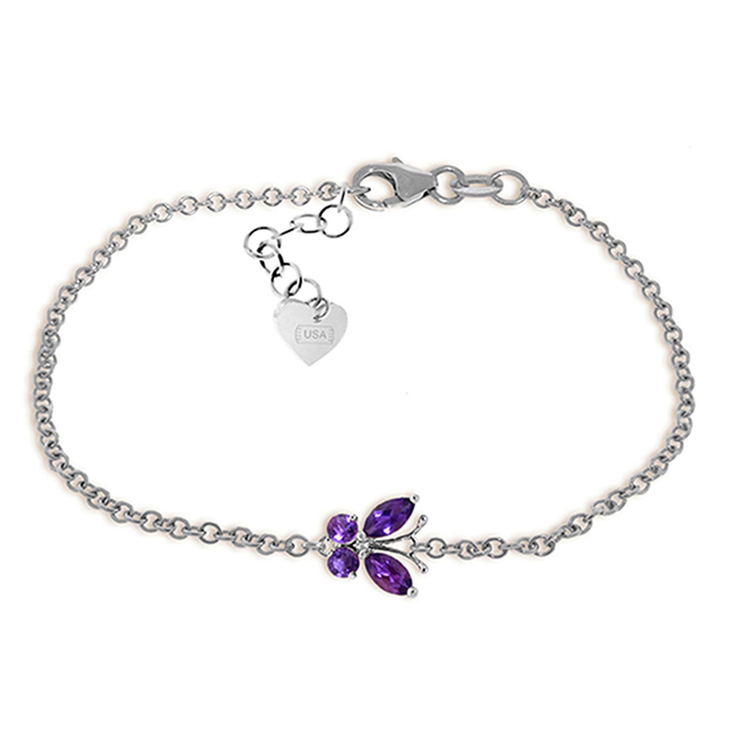 14K White Gold Amethyst Butterfly Bracelet - Elegant Jewelry for Women | Perfect Gift for Birthday, Anniversary & Special Occasions
