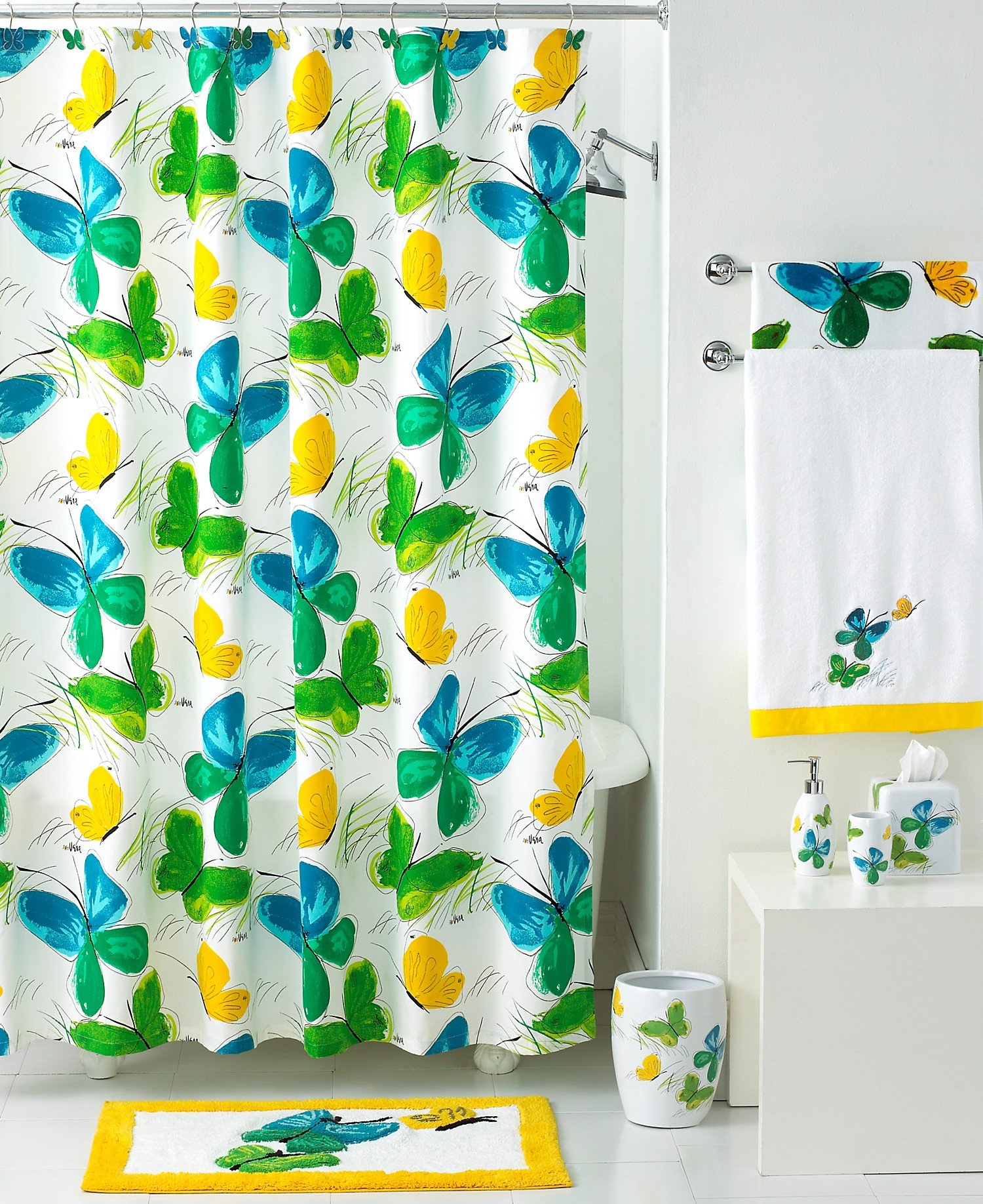 Vera Flights of Fancy Shower Curtain Hooks - Decorative Bathroom Accessories for Elegant Showers and Home Decor