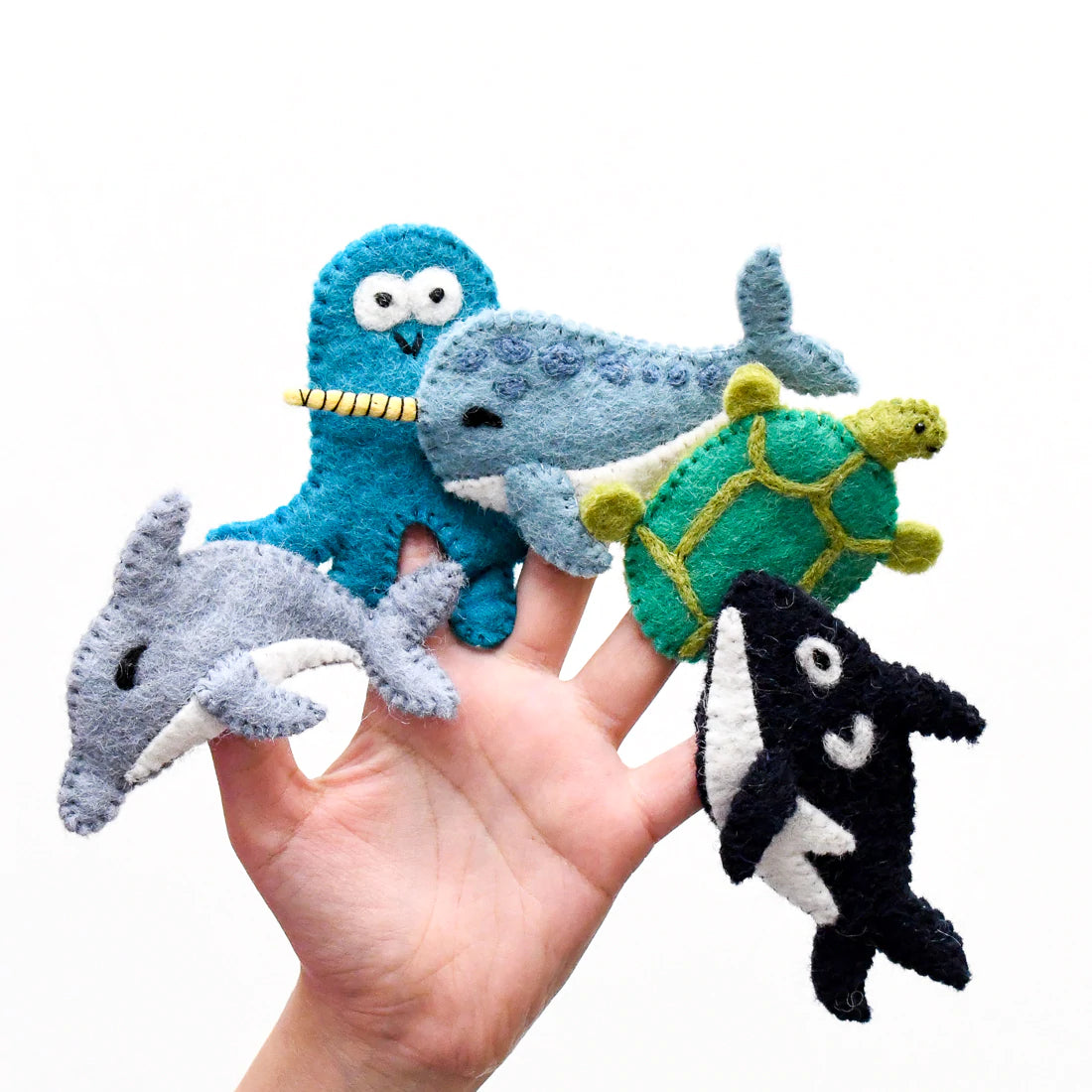 Ocean and Sea Creatures Felt Finger Puppet Set - 12pcs Marine Animal Toys for Kids Storytelling, Early Education & Interactive Play - Perfect for Classroom, Birthday Parties & Imaginative Play