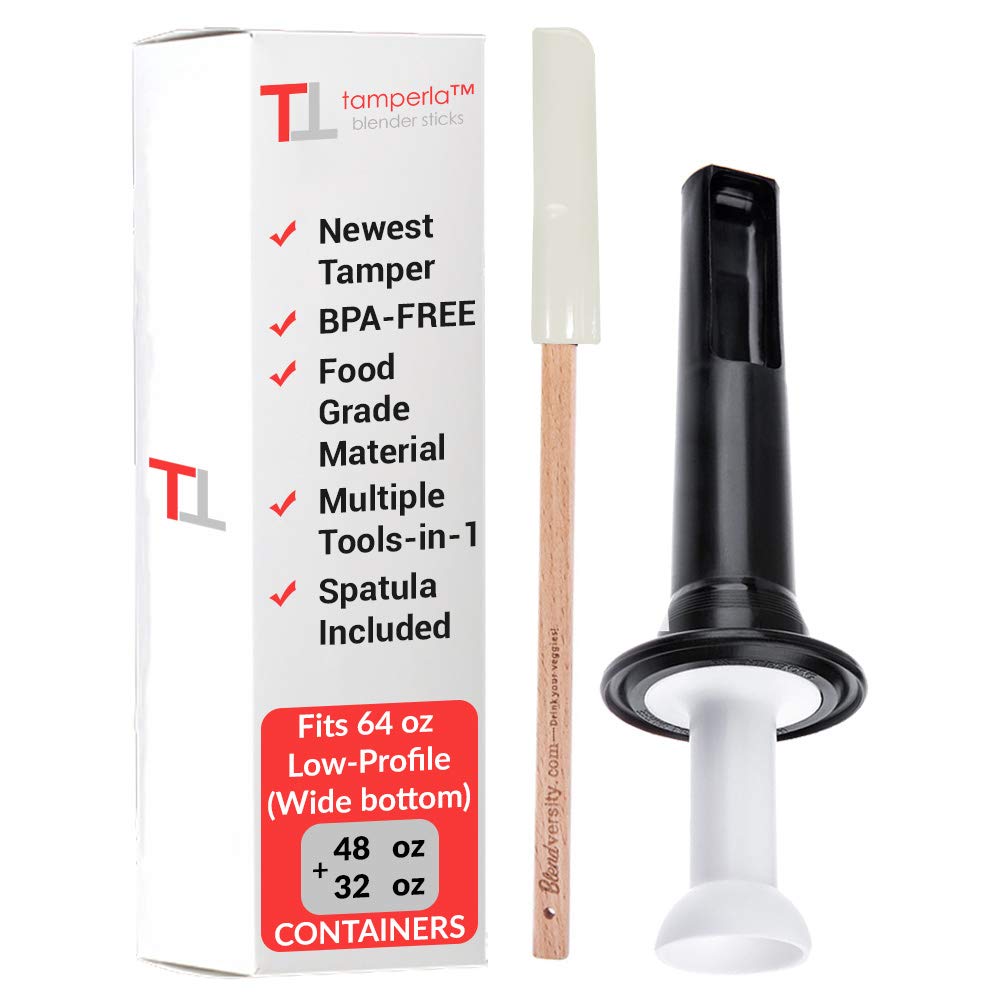 Mini Short Tamper for Vitamix Blenders - Compatible with 32 oz & 64 oz Low Profile Containers - BPA Free Food-Grade Material - Heavy Duty Replacement with Custom Spatula - Perfect for Smoothies, Nut Butters & Food Prep