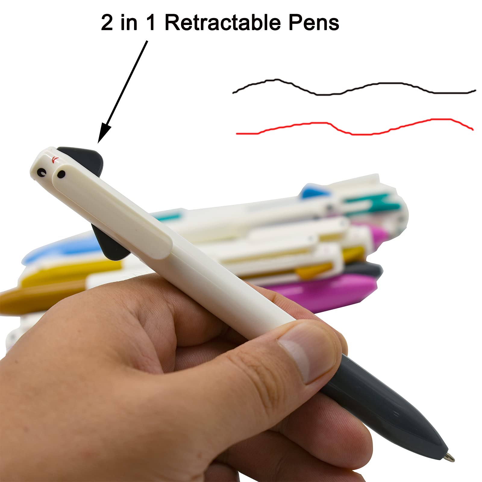 Maydahui 12-Pack Cute Dog Shaped Ballpoint Pens - Retractable Gel Ink Pens with Cartoon Puppy Design (Black & Red) for School, Office & Gifts | Fun Writing Supplies for Kids & Students