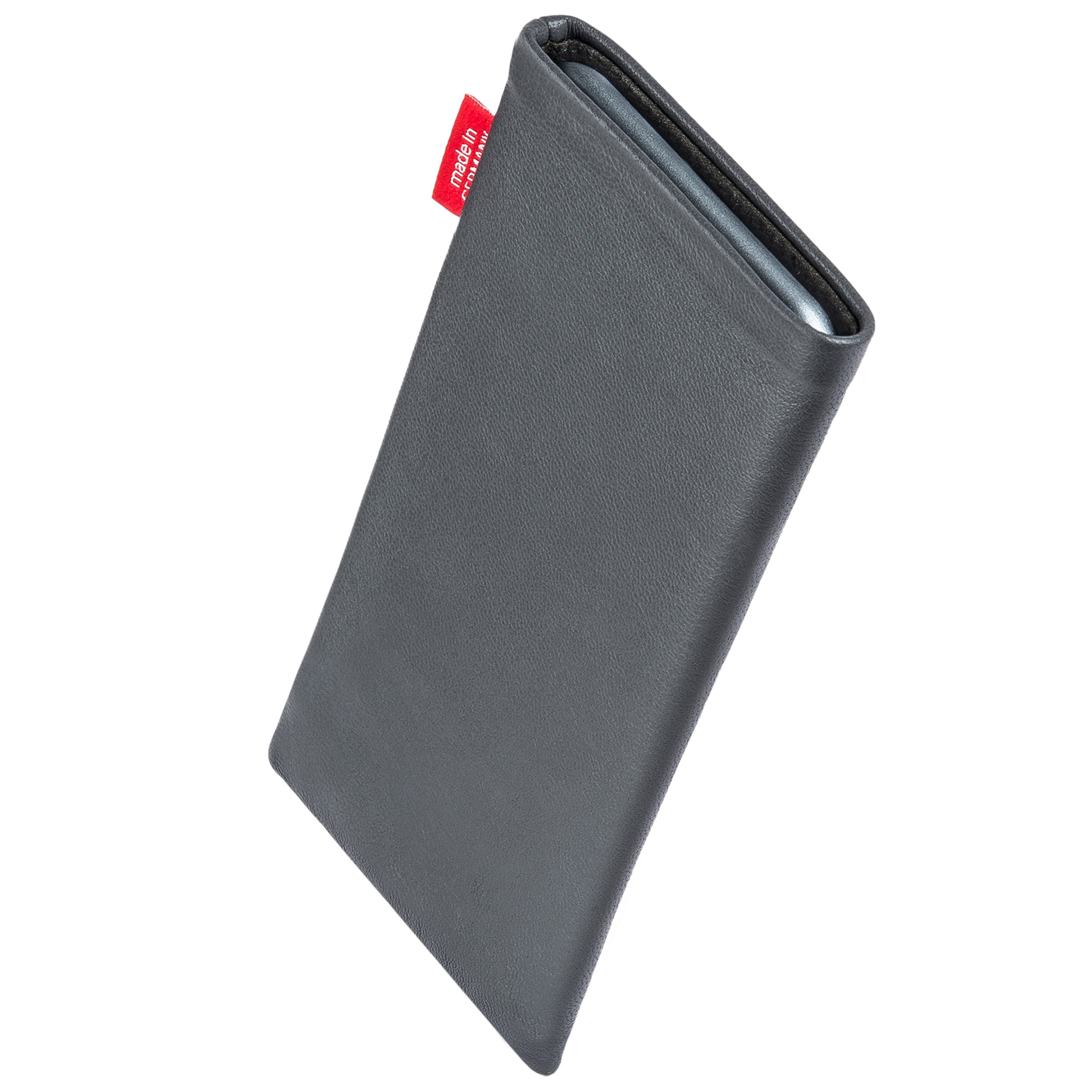 Premium Gray Custom Tailored Sleeve for Apple iPhone 8 Plus | German-Made Genuine Nappa Leather Pouch Case with Microfiber Lining | Perfect for Display Cleaning & Everyday Protection | Ideal for Business Professionals & Travelers