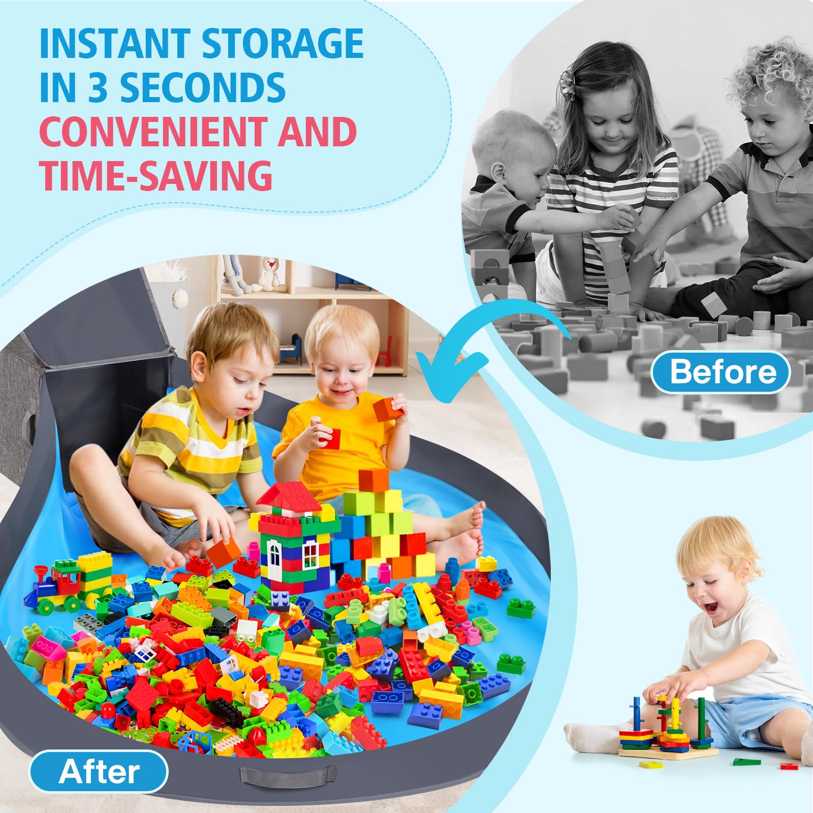 2-in-1 Toy Storage Organizer & Removable Play Mat 56