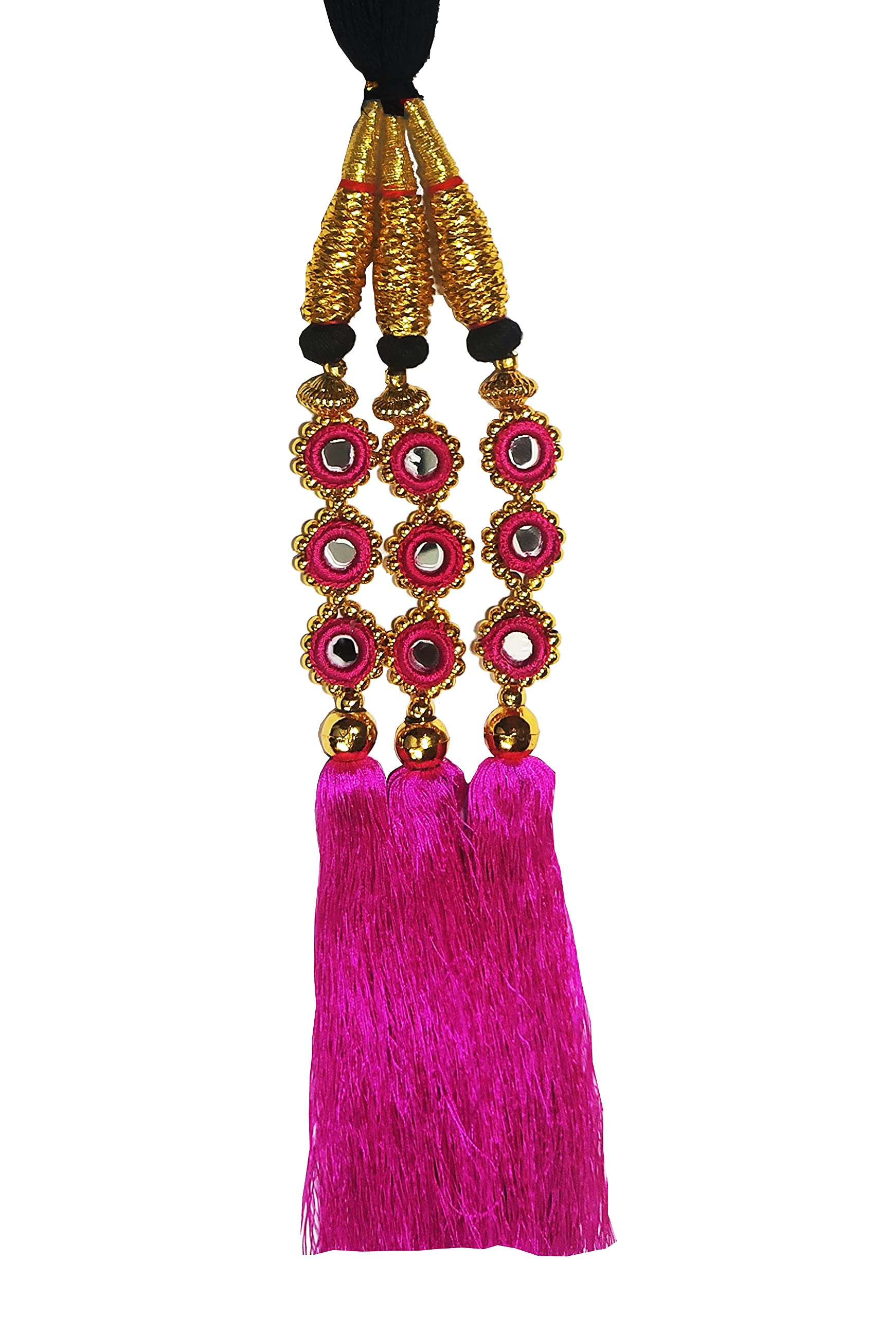 HARSHITANJAL Parandi Hair Extensions - Braid Hair Accessories for Women, Pink (HGS2210) | Perfect for Weddings, Parties & Festivals
