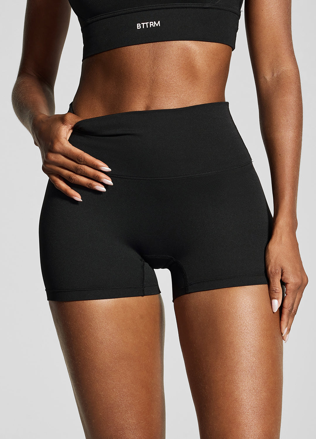 Jet Black Micro Shorts for Women - High Waisted Stretch Gym Shorts - Comfortable Workout Running Yoga Shorts - Perfect for Fitness, Lounge & Summer Activities