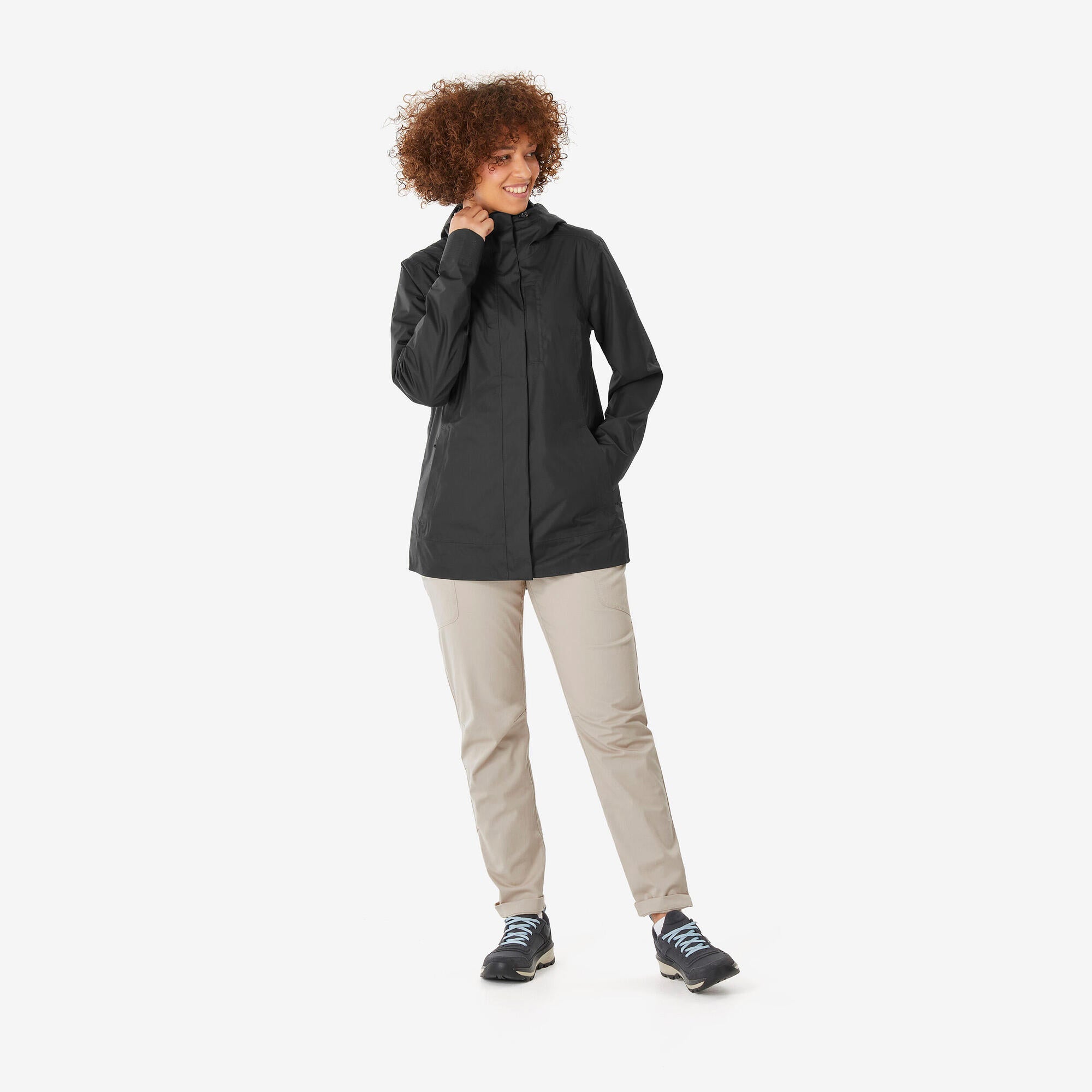 Quechua Women’s NH500 Waterproof Hiking Rain Jacket - Lightweight Windproof Outdoor Coat for Trekking, Camping & Mountain Adventures
