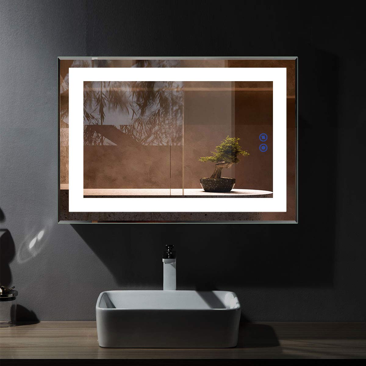 DECORAPORT 24 x 32 Inch LED Bathroom Mirror with Touch Control & Anti-Fog - Dimmable Vanity Mirror for Wall Mounting (Vertical/Horizontal) - Perfect for Makeup, Shaving & Home Decor