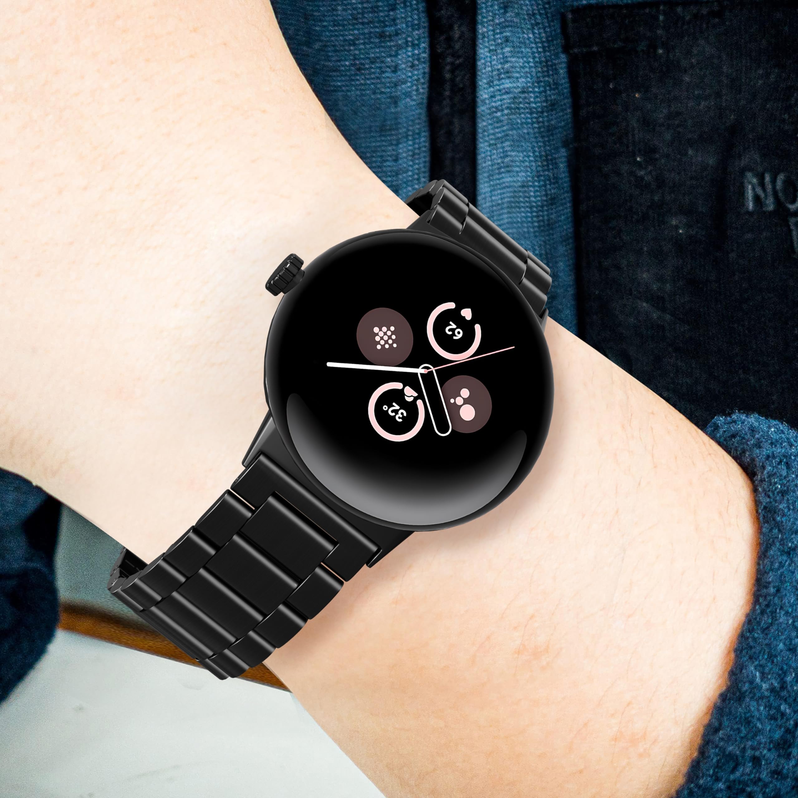 Google Pixel Watch 2 Band - Stainless Steel Strap with Double Clasp for Workout & Daily Wear