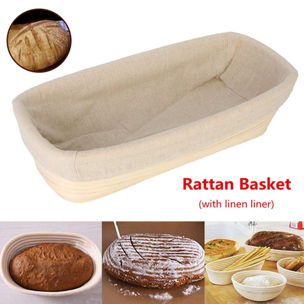 12 Inch Oval Banneton Brotform - Natural Rattan Bread Proofing Basket with Liner for Sourdough, Artisan Bread Baking - Perfect for Home Bakers & Professional Bakeries