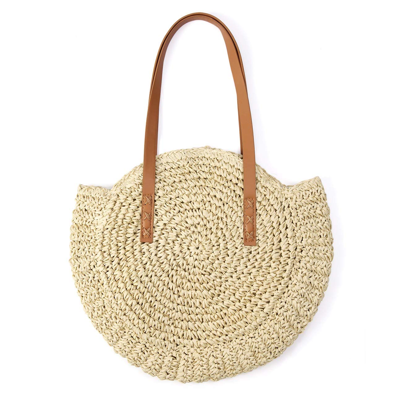 Ayliss Women's Large Straw Woven Tote Handbag - Handmade Beach Purse with Shoulder Strap for Summer Outings, Picnics, and Travel