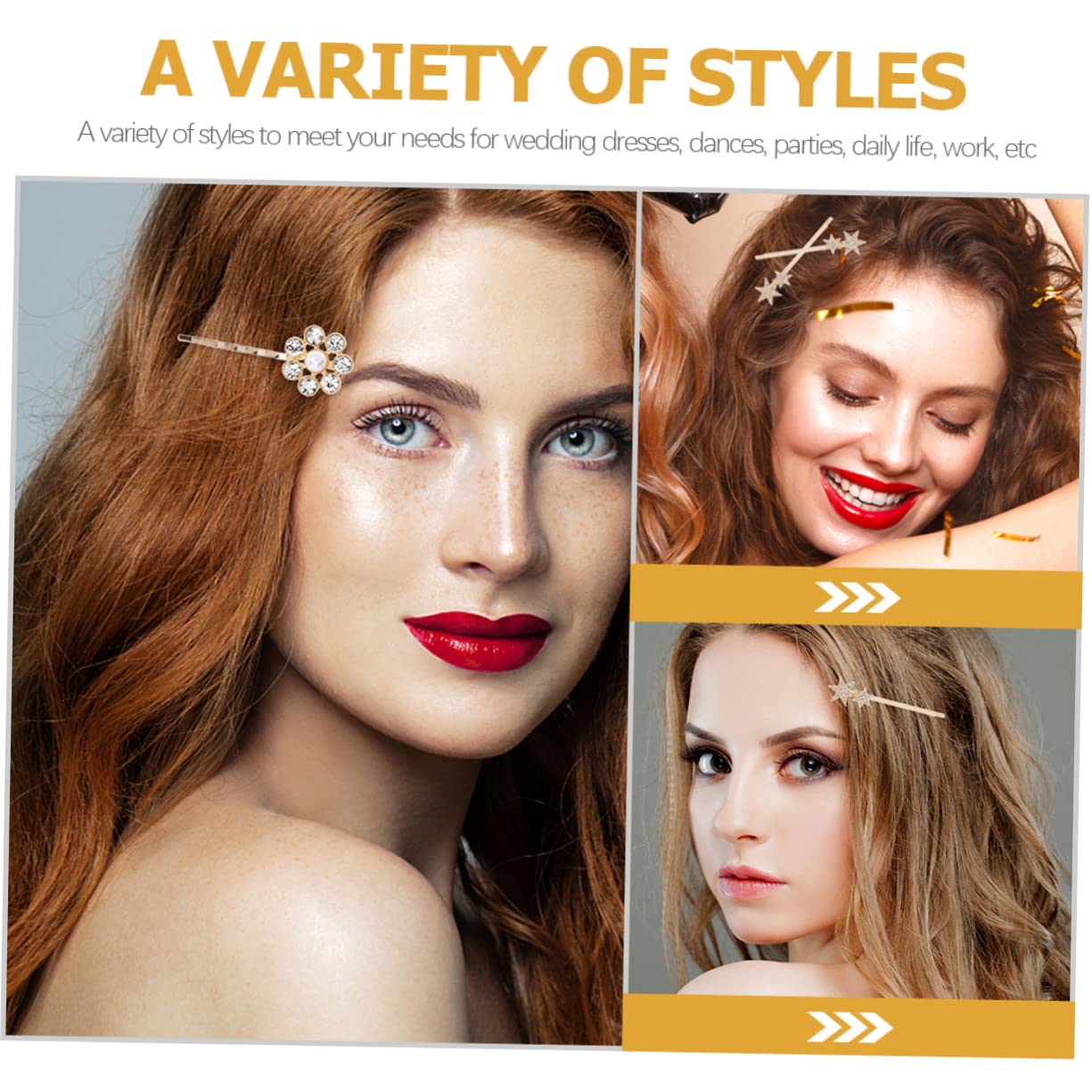 Elegant Women's Diamond Hair Clips Set - 2 Pack Star & Leaf Hairpins, Sunflower Crystal Barrettes for Wedding, Party & Everyday Use