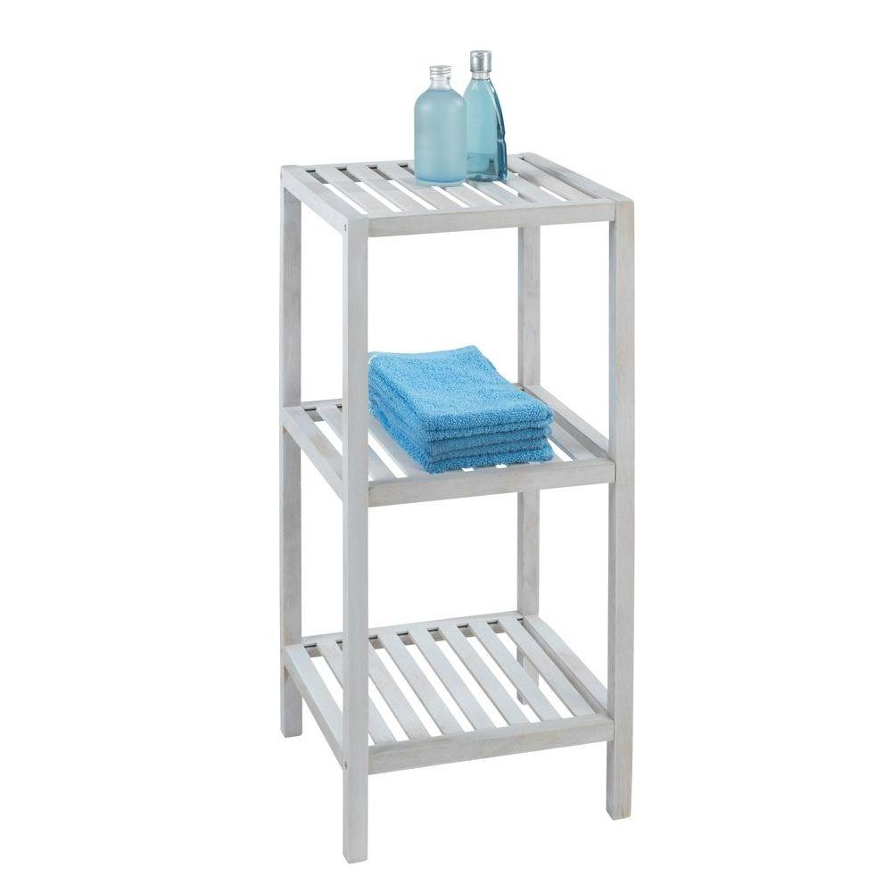 3-Tier Whitewashed Wooden Shelf Unit - Scandinavian Style Storage Rack for Living Room, Bedroom & Office Organization