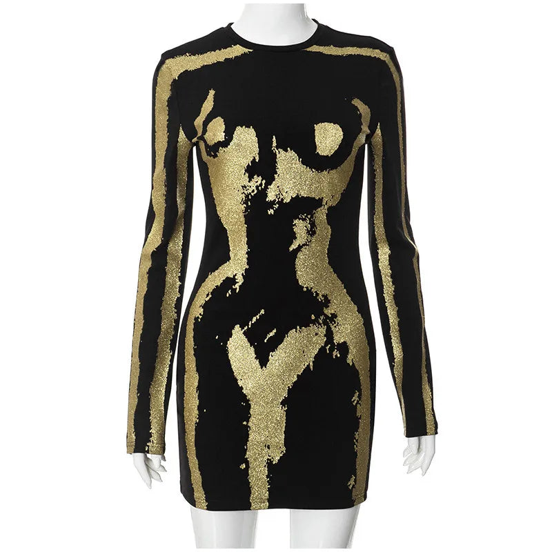 Black Bandage Dress - Sexy Mini Party Dress with Gold Accents for Women | Cocktail & Evening Outfits | Perfect for Nightclubs, Dates & Special Events