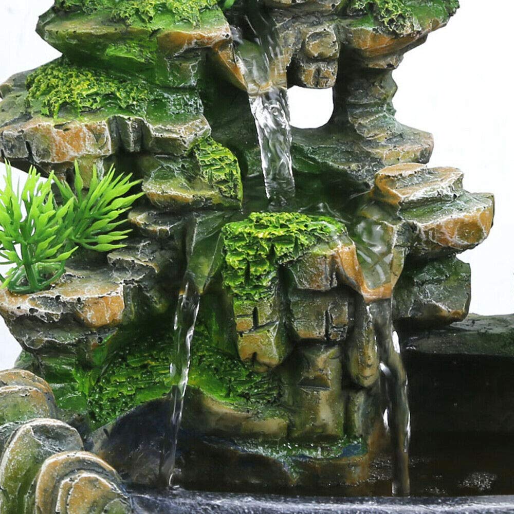 Chinese Style Rockery Water Fountain with LED Light - Feng Shui Desktop Waterfall Decor for Home, Office, Bedroom | Indoor Zen Water Feature, Relaxing Tabletop Fountain for Stress Relief & Meditation (Style 4)