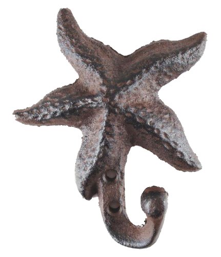 Vintage Cast Iron Starfish Wall Hook - Antique Reproduction for Coastal Decor - Perfect for Hanging Coats, Hats, Towels in Beach House, Bathroom or Entryway