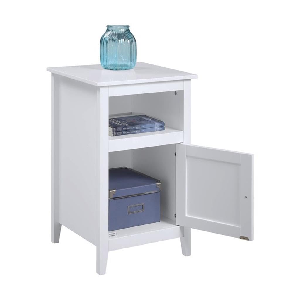 White Storage Cabinet End Table with Shelf - Set of 2 | Modern Side Table for Living Room, Bedroom & Office | Space-Saving Organizer for Books, Decor & Essentials