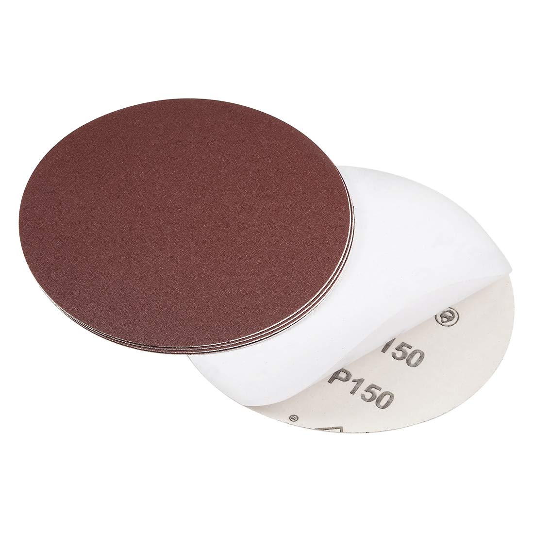 6-Inch 150-Grit PSA Sanding Discs - 5Pcs Aluminum Oxide Adhesive-Backed Sandpaper Sheets for Random Orbital Sander - Perfect for Woodworking, Metal Polishing & DIY Home Projects