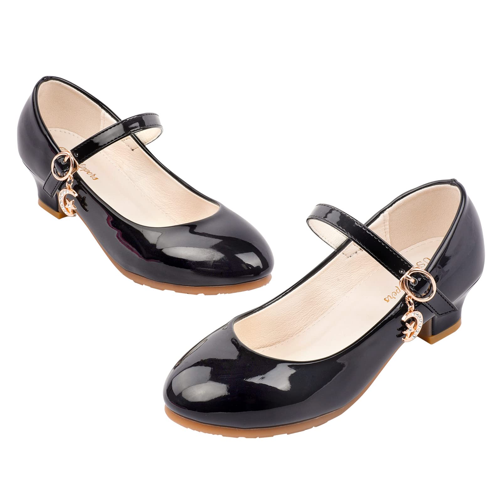 Girls Mary Jane Dress Shoes - Low Heel Adjustable Hook School Party Wedding Shoes for Toddler & Big Kids | Perfect for Formal Events, School Dances & Special Occasions
