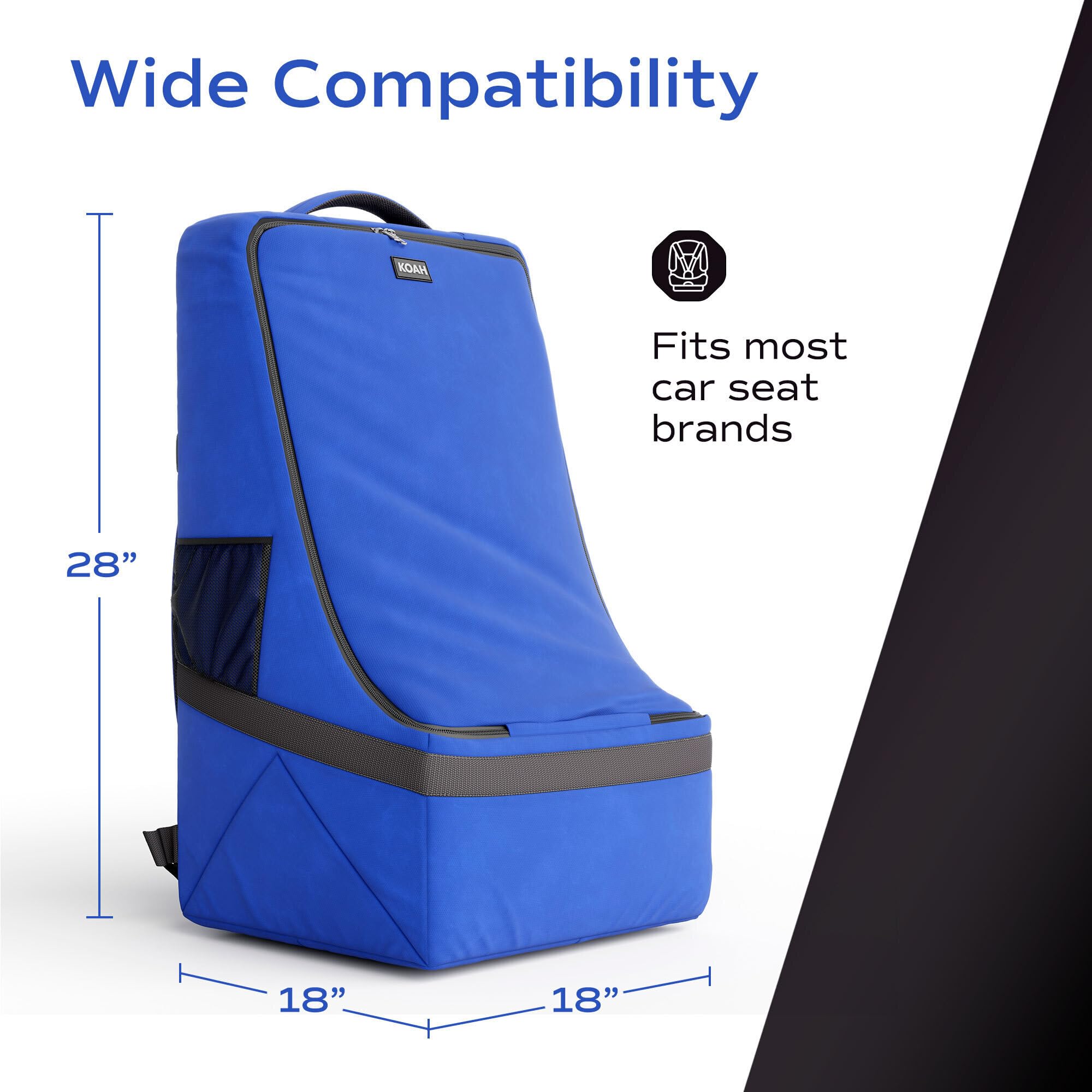 Koah Padded Car Seat Travel Backpack for Airplane & Air Travel - Durable Gate Check Bag with Padded Shoulder Strap - Perfect for Family Vacations & Airport Security