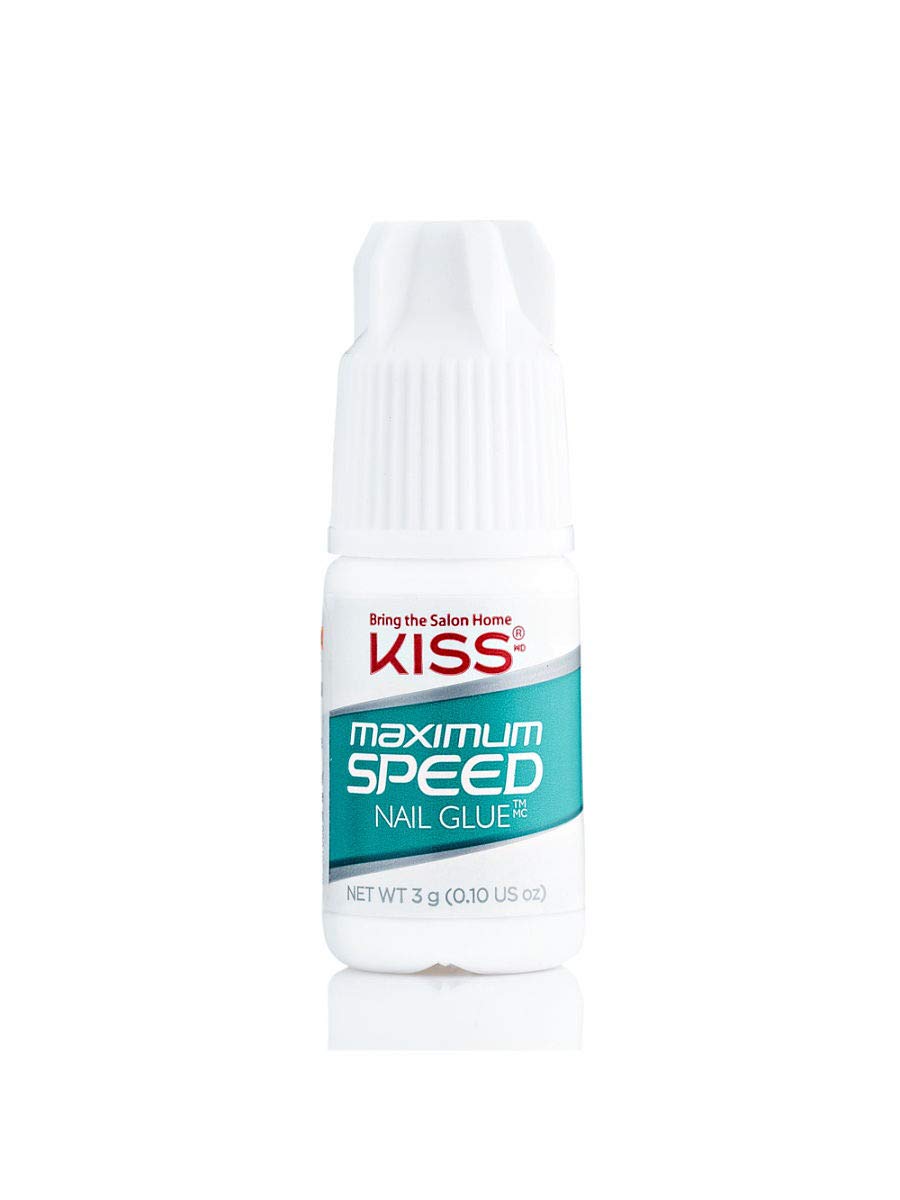 Kiss Products Maximum Speed Nail Glue - 0.10 oz Fast Drying Super Strong Adhesive for Acrylic Nails, Press On Nails & Nail Art - Perfect for Home Manicures & Salon Use
