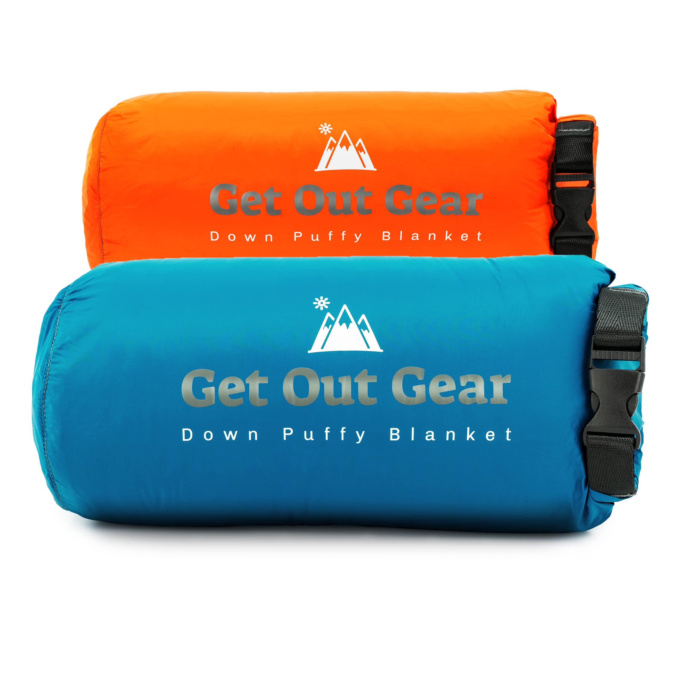 Premium Down Camping Blanket - 650 Fill Power Water-Resistant Puffy Quilt | Ultra Lightweight & Packable for Backpacking | Warm Teal Blue & Orange Outdoor Blanket | Perfect for Camping, Hiking, Picnics & Travel Accessories