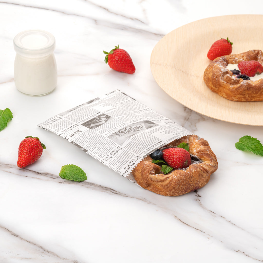 Eco-Friendly Newsprint Paper Bags 7x5 Inches - 100 Count Bulk Pack for Grocery, Retail & Gift Packaging