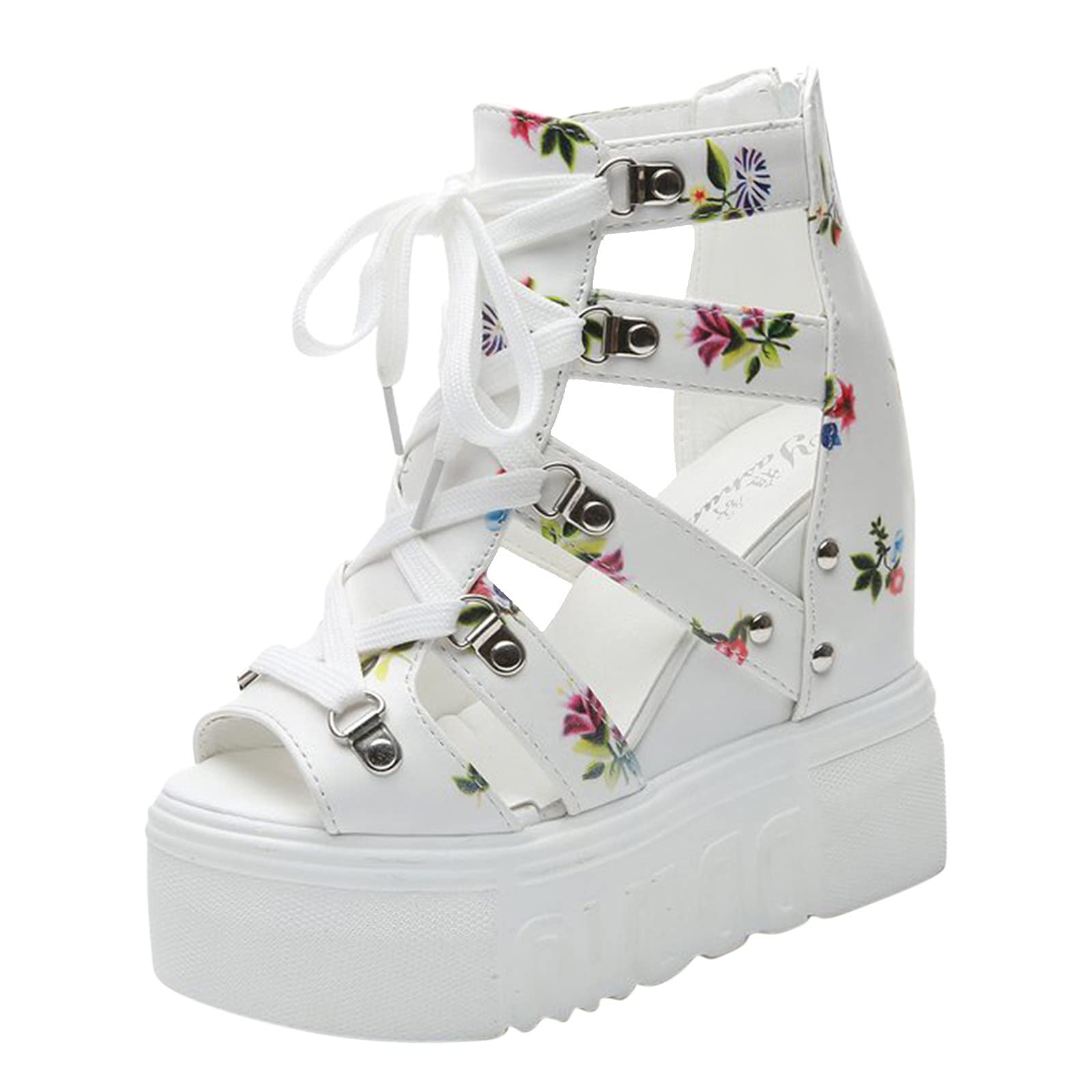USYFAKGH Women's Comfortable Zippered Waterproof Platform Wedge Sandals - Breathable Hollow Out Design for Summer Beach, Walking & Casual Outings