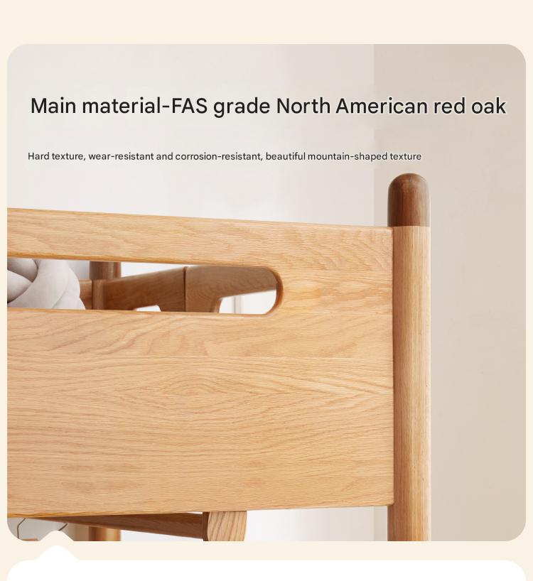 Solid Oak Wood Loft Bed with Storage Cabinet - Space-Saving Furniture for Small Rooms, Kids Bedroom & Dormitory