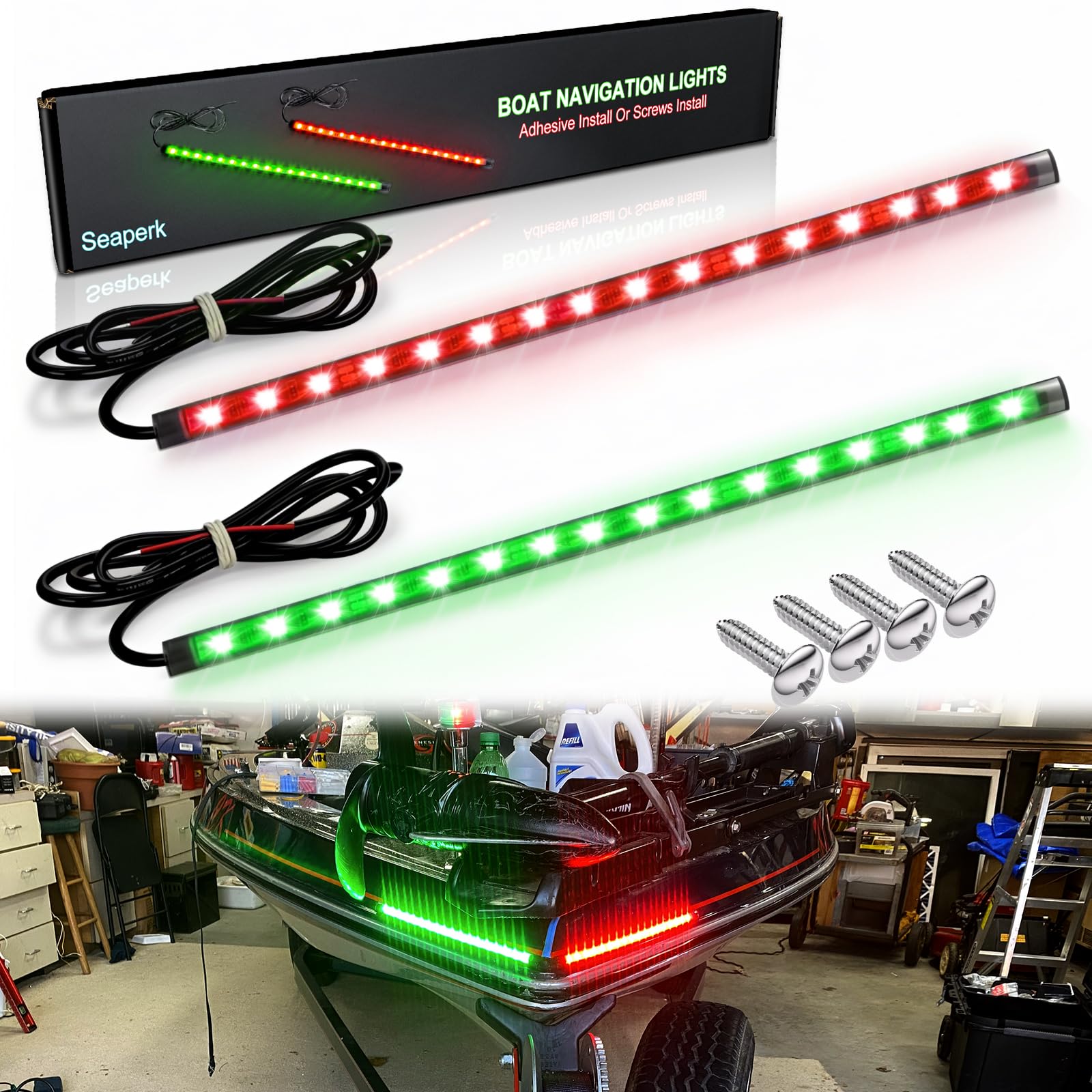 Red & Green LED Marine Navigation Lights for Boats - Waterproof Bow Lights for Night Fishing & Boating | Perfect for Kayaks, Sailboats & Pontoon Boats