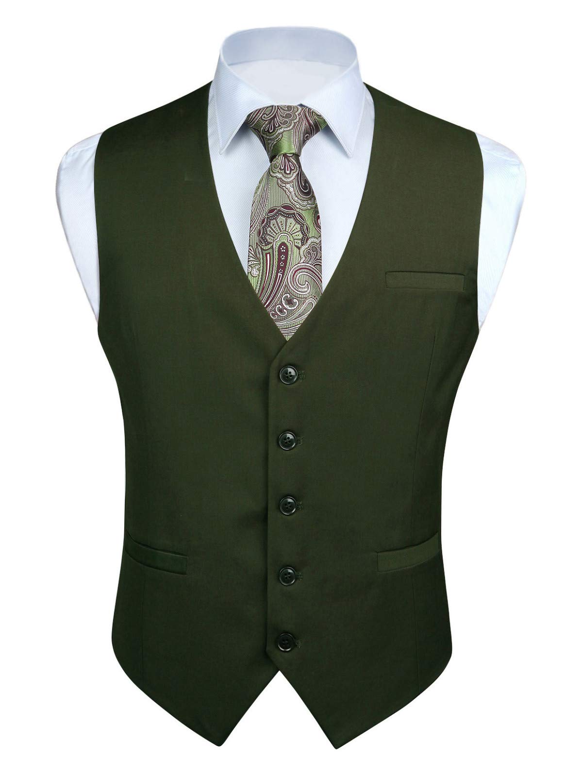 Enlision Men's Formal Suit Vest - Solid Color Business Waistcoat for Suit or Tuxedo | Perfect for Weddings, Office & Special Occasions