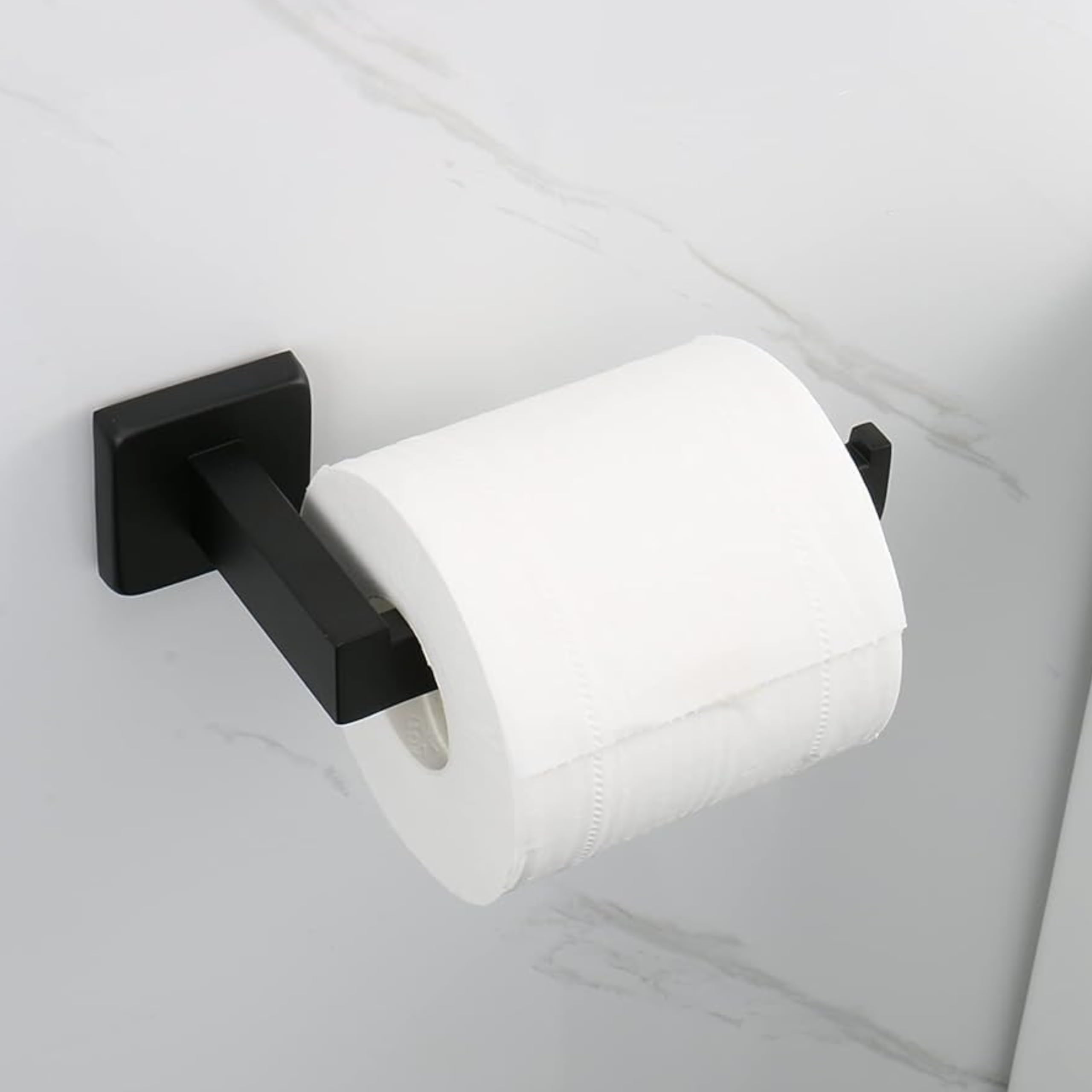 Stainless Steel Toilet Paper Roll Holder - 304 Grade Wall Mount Tissue Stand for Bathroom & Kitchen - Matte Black Home Accessory for Modern Decor