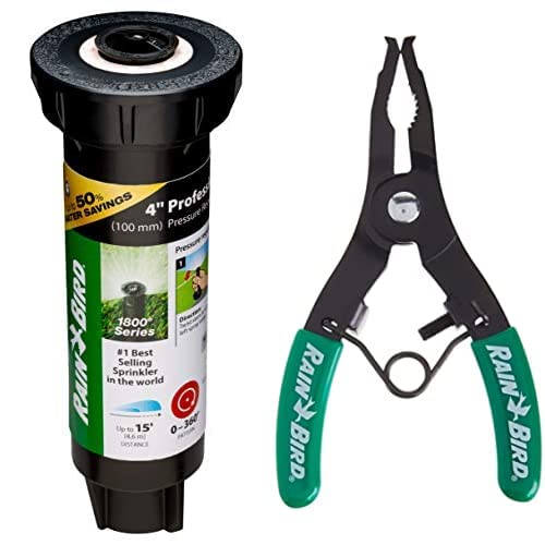 Rain Bird 1804APPR25 PRS Professional Adjustable Pop-Up Sprinkler (0°-360° Pattern, 8'-15' Spray Distance, 4