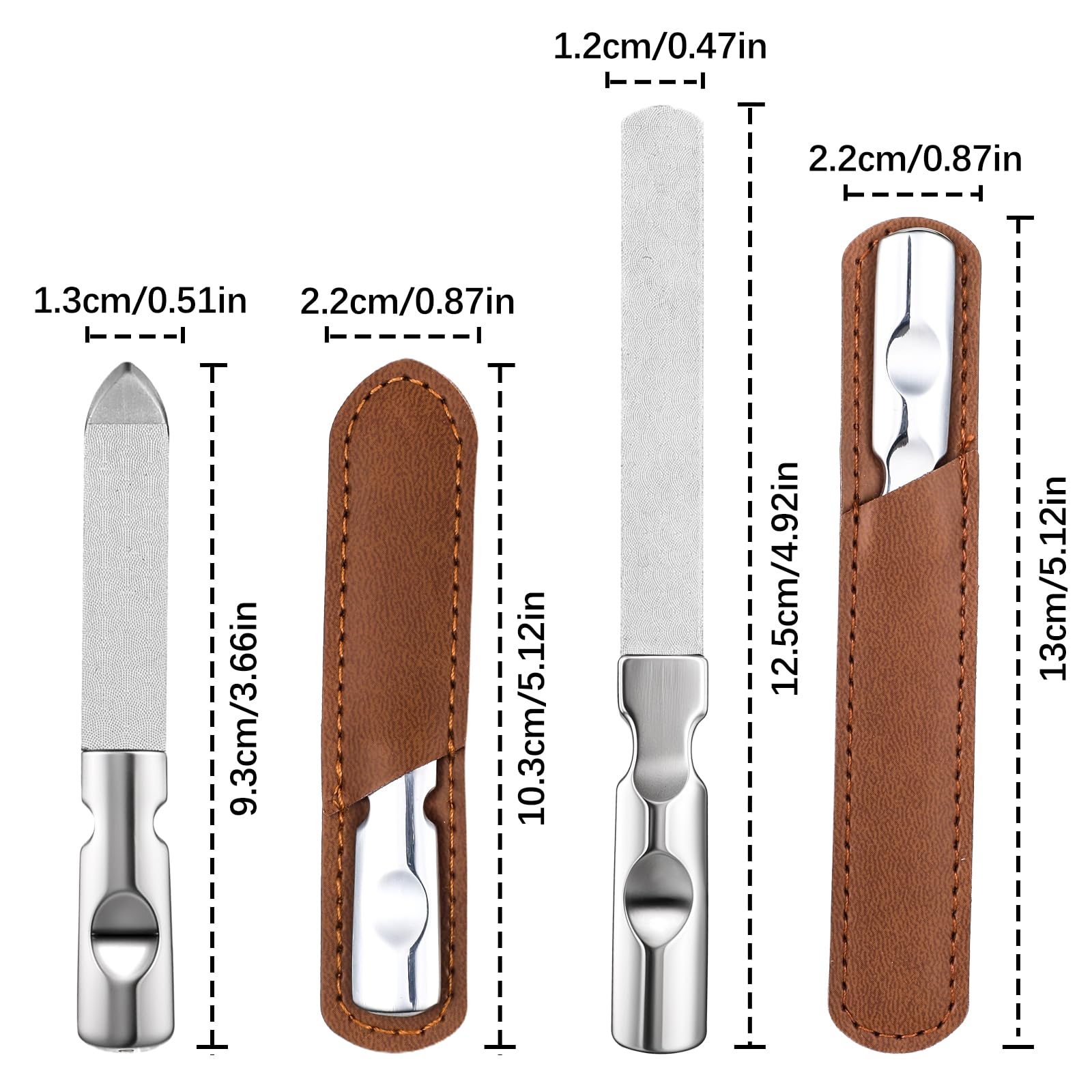 Professional Stainless Steel Nail File for Natural Nails - Double Sided Anti-Slip Nail Filer with PU Leather Case | Perfect for Manicures, Pedicures & At-Home Nail Care
