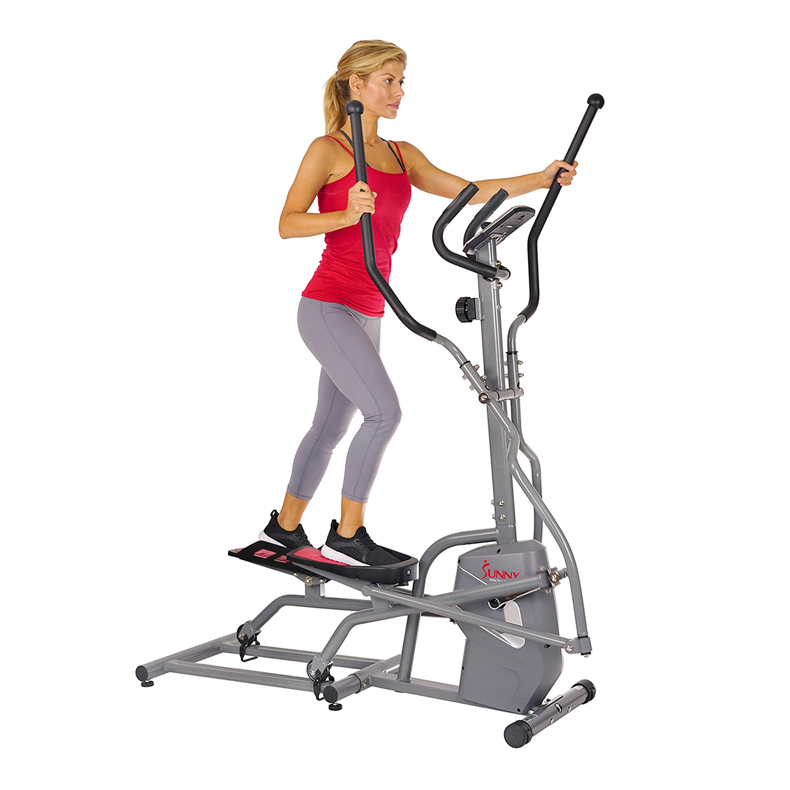 Sunny Health & Fitness Magnetic Elliptical Trainer Machine - Low Impact Cardio Workout Equipment with Tablet Holder & LCD Display | Perfect for Home Gym, Weight Loss & Full Body Exercise