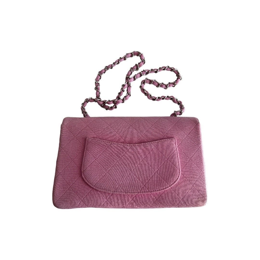 Chanel Light Pink Quilted Jersey Cotton Single Flap Shoulder Bag - Luxury Designer Handbag for Women, Perfect for Date Night & Special Occasions