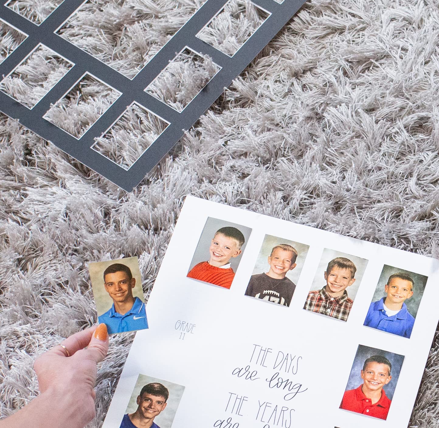RRD School Years Photo Mat (12” x 16”) - Barnwood Frame Black Collage Picture Frame for K-12 School Pictures - Kindergarten to Graduation Memory Display with 13 Photo Spaces - Perfect for Classrooms, Home Décor & Graduation Gifts