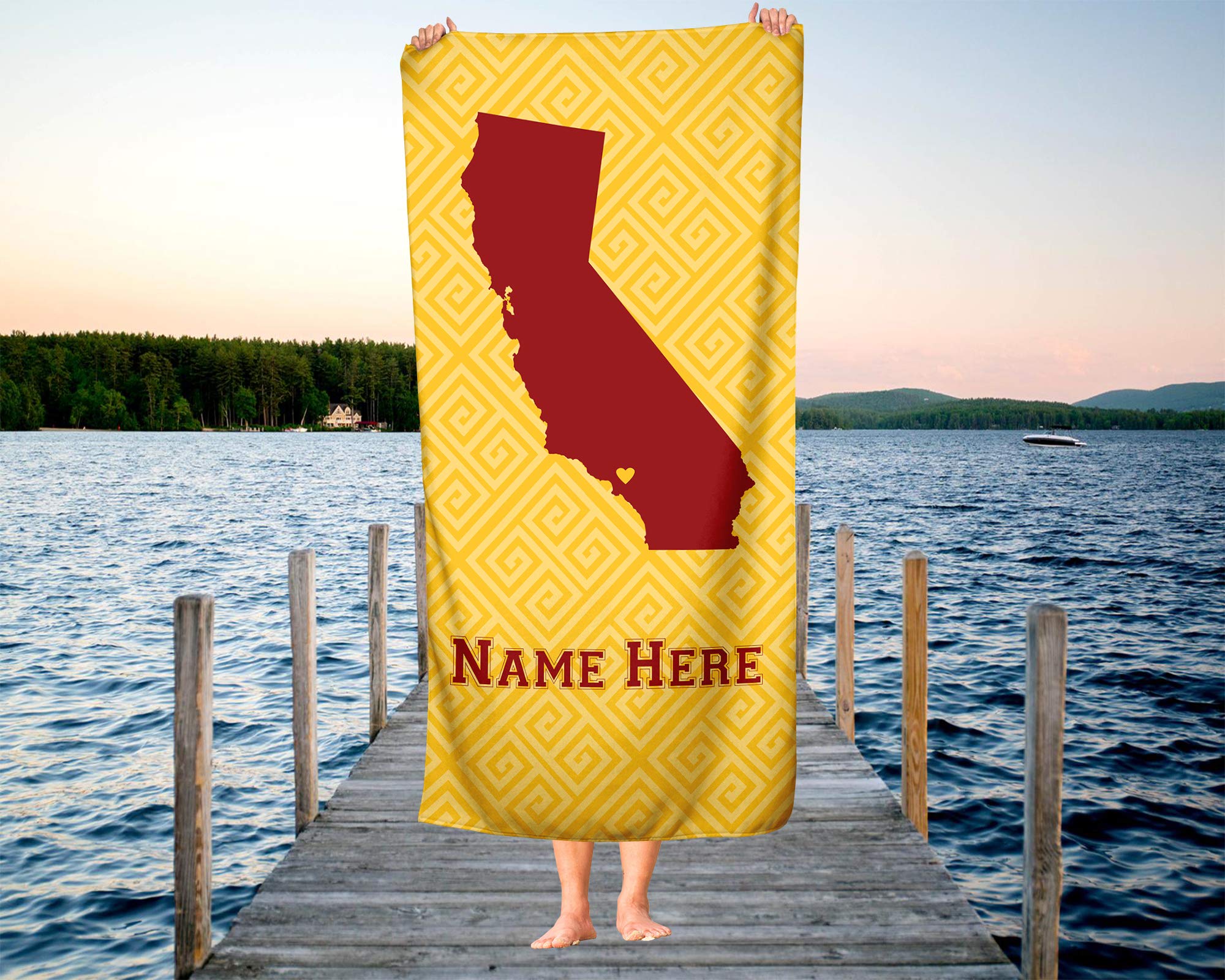 Custom State Pride Beach & Bath Towel - Personalized Medium & Large Towels for Adults & Kids - California & Los Angeles Themed - Perfect for College Football, Basketball Fans, Beach Trips & Pool Parties