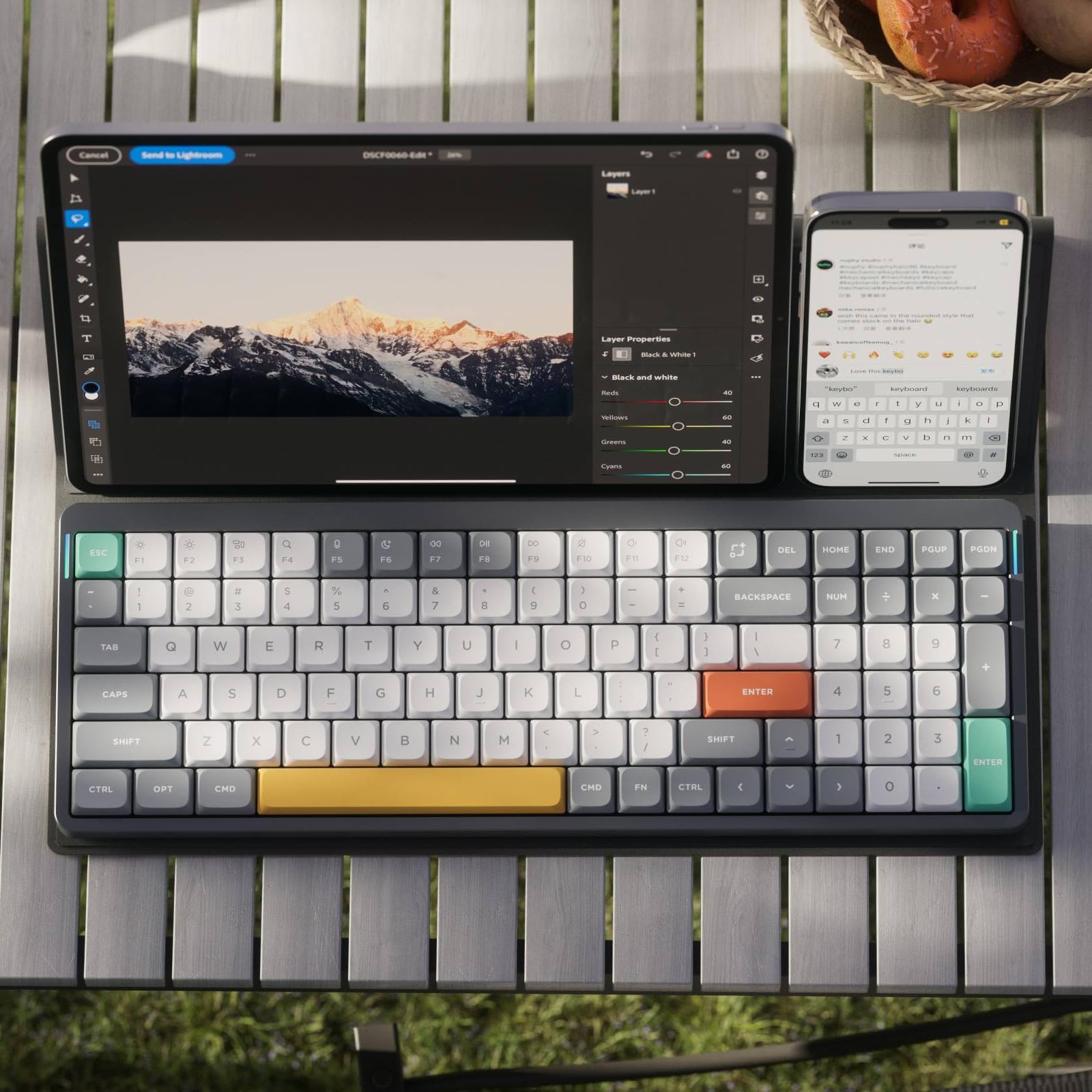 Nuphy Air96 V2 Wireless Mechanical Keyboard - 100 Keys Gaming Keyboard with Bluetooth 5.1, 2.4G & Wired Connection for PC, Laptop, Windows & Mac (Grey, Gateron Cowberry Switch) - Perfect for Office Work, Gaming & Typing Enthusiasts