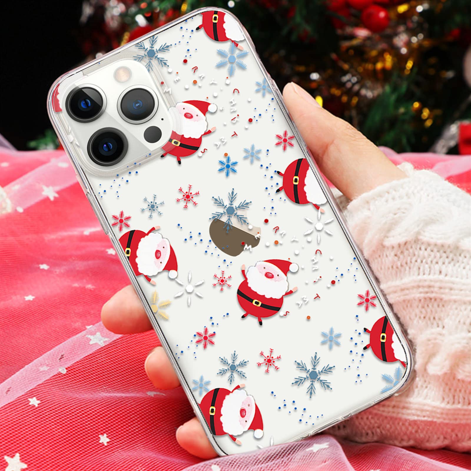 Lafunda Christmas iPhone 12 Pro Max Case - Liquid Silicone & TPU Bumper Protective Cover with Snowflake Design for Women, Men - Perfect Holiday Gift for Xmas & Winter Season