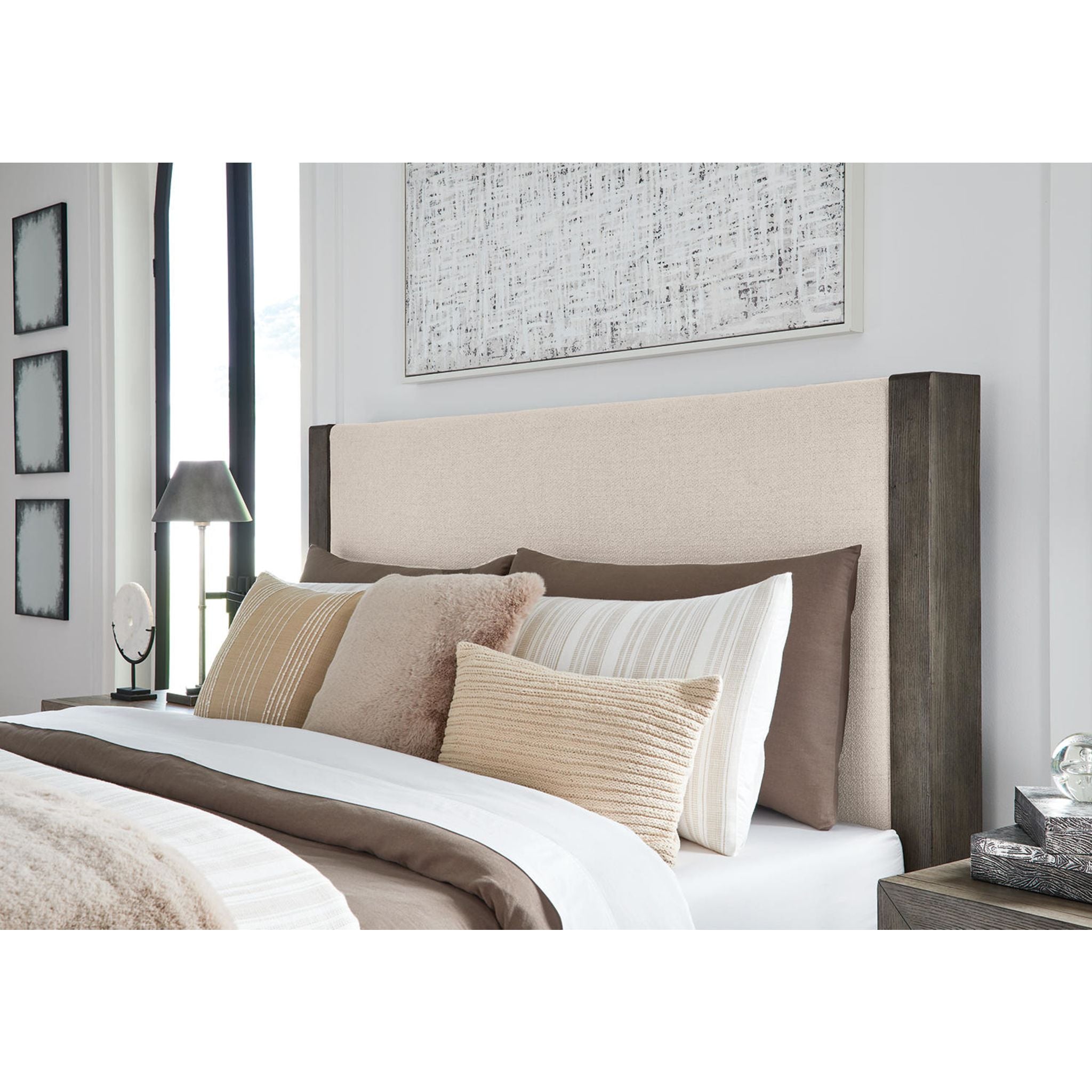 Anibecca Upholstered Panel Bed - Queen Size Weathered Gray Fabric Headboard - Modern Bedroom Furniture for Master & Guest Rooms
