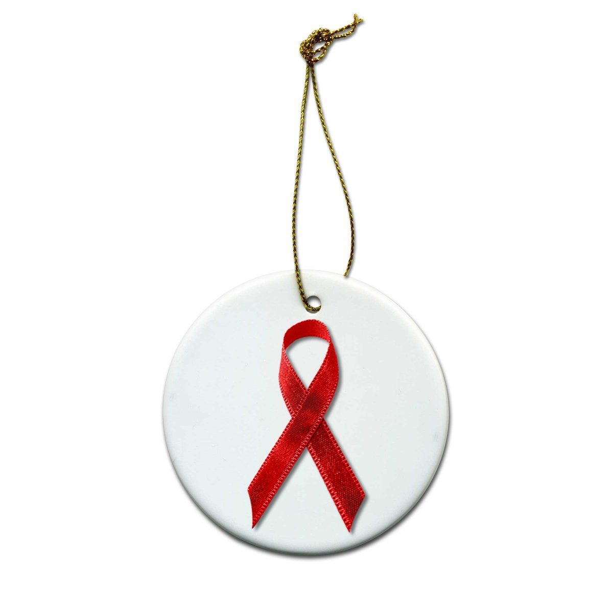 Red Ribbon Ceramic Christmas Ornament - December Drunk & Drugged Driving Prevention Awareness - Holiday Decor for Tree, Gift, or Fundraiser Event