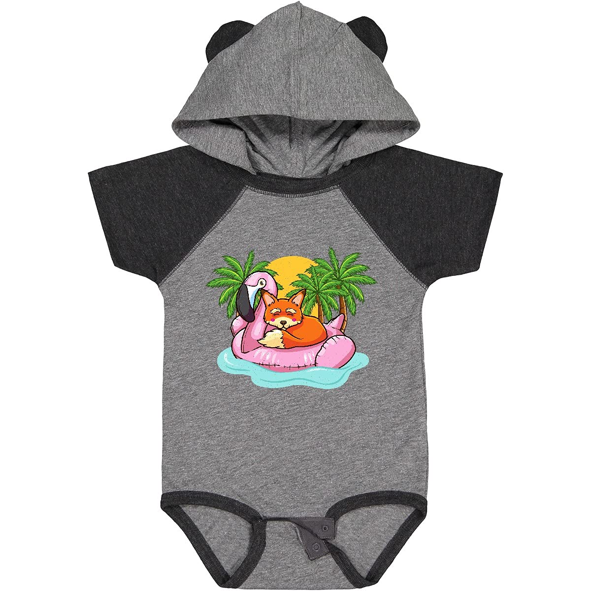 Inktastic Fox Flamingo Tropical Beach Vacation Baby Bodysuit - Cute Animal Print Onesie for Boys & Girls - Soft Cotton Infant Bodysuit for Summer, Beach Trips & Family Vacations