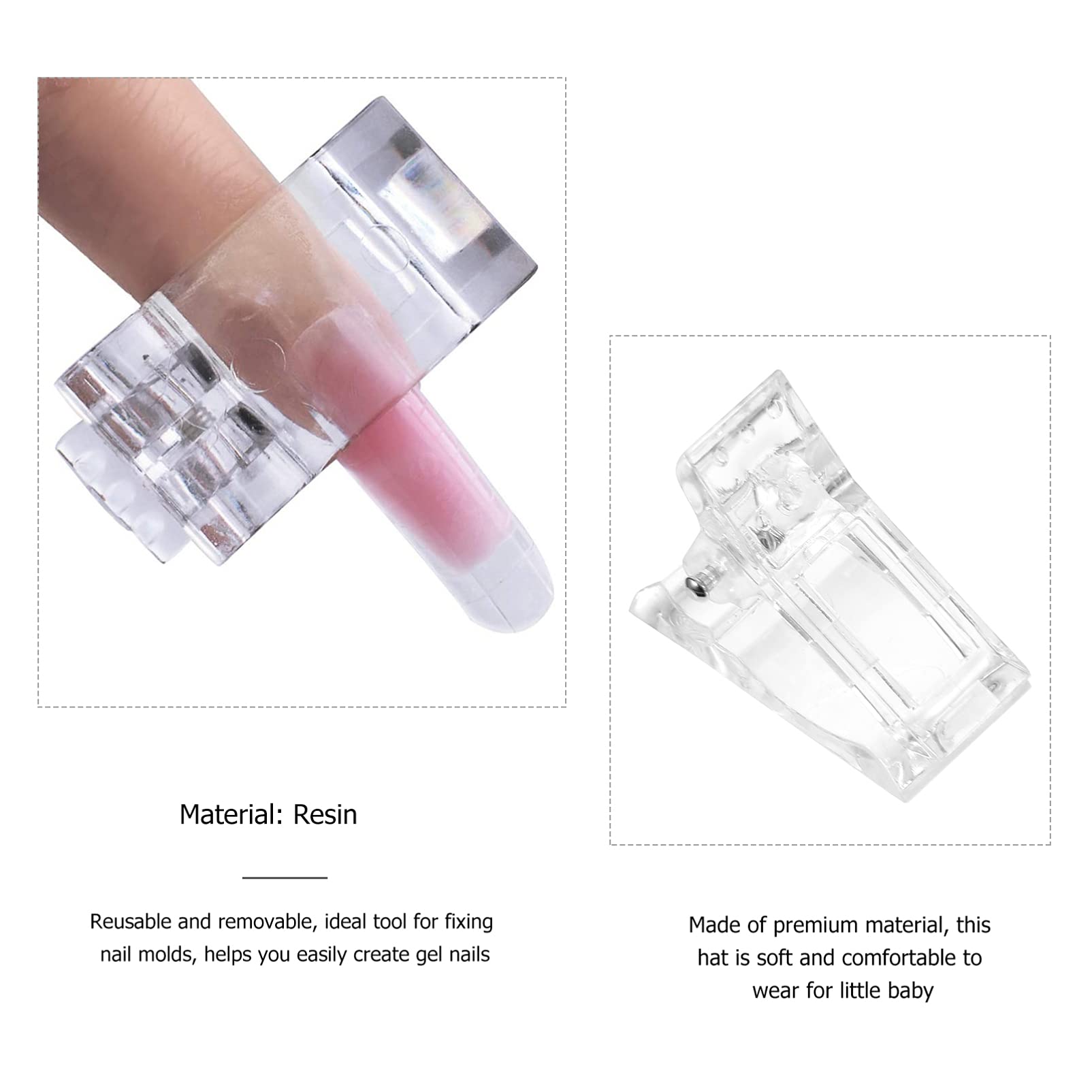 20 Pcs Nail Extension Clips - Crystal Clear Plastic Nail Tip Clamps for Quick Building & Lengthening | Professional Manicure Tools for Salon & Home Use | DIY Nail Art Accessories