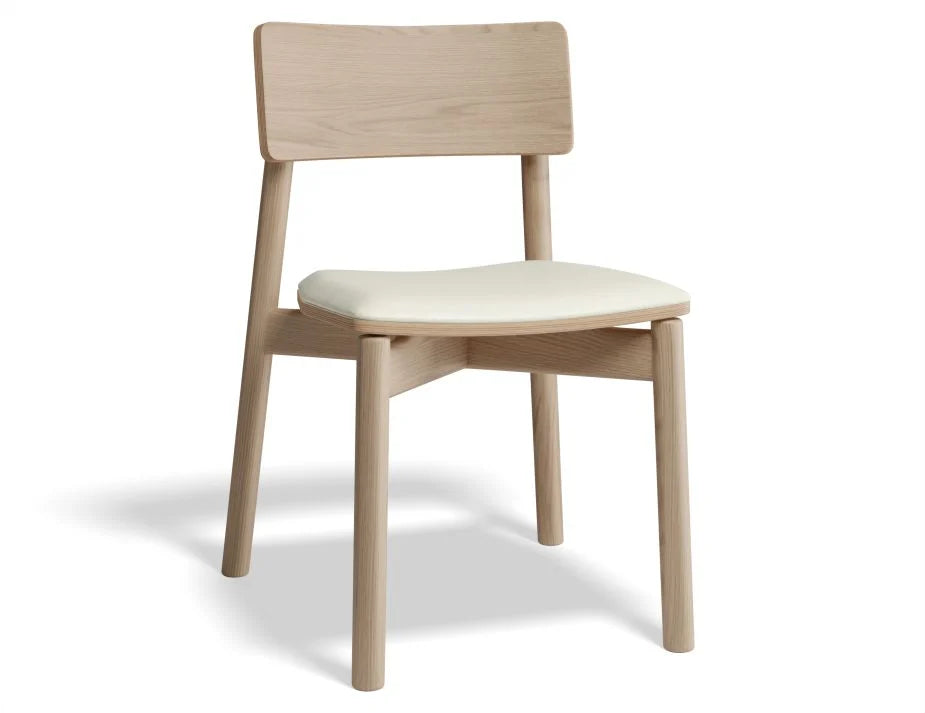 Premium Andi Chair with Soft Leather Seat Pad - Natural Wood Finish - Comfortable Modern Home & Office Seating for Living Room, Study, or Workspace