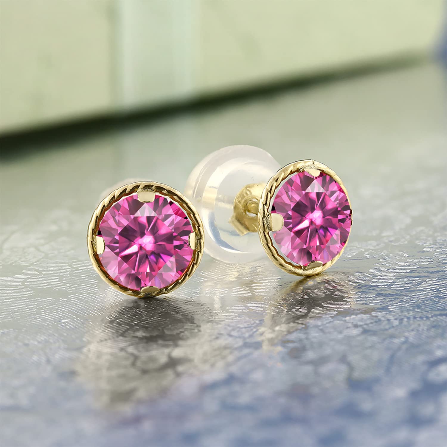 14K Yellow Gold Round Birthstone Stud Earrings for Women & Men | 4MM Gemstone Jewelry | Perfect Gift for Birthday, Anniversary & Special Occasions